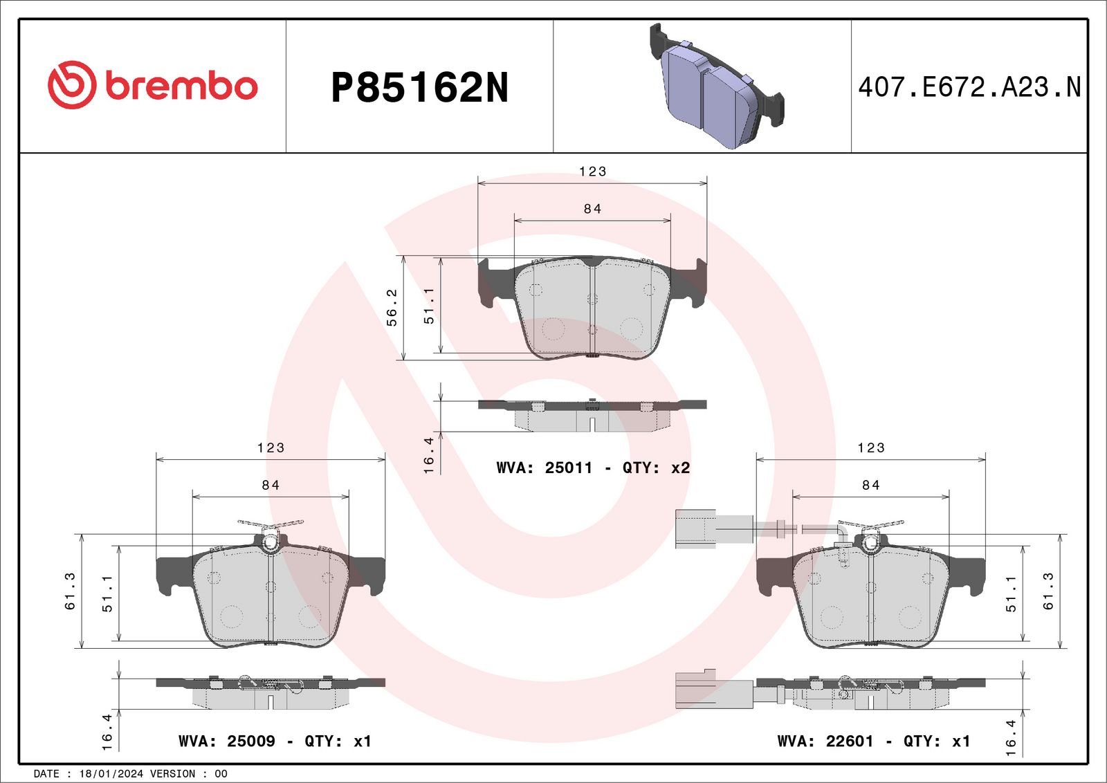 PRIME Ceramic Rear Disc Brake Pad Set - P85162N_01