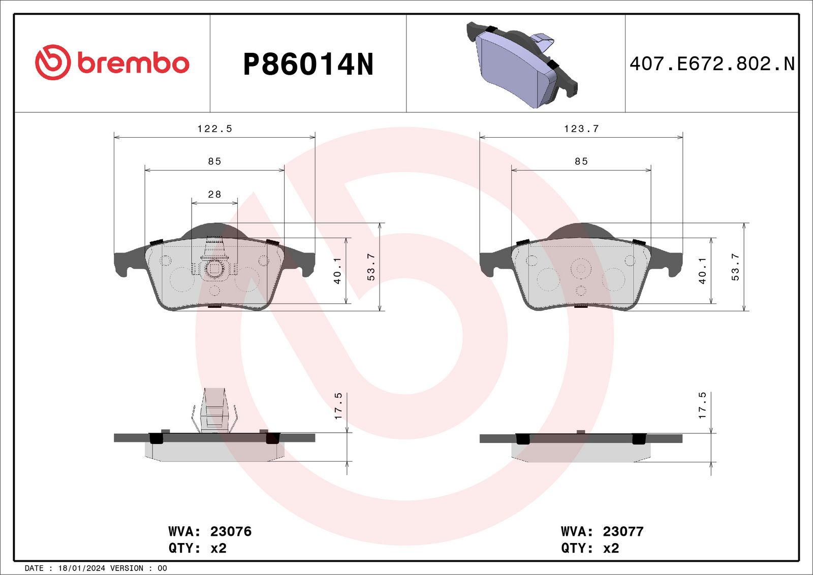 PRIME Ceramic Rear Disc Brake Pad Set - P86014N_02