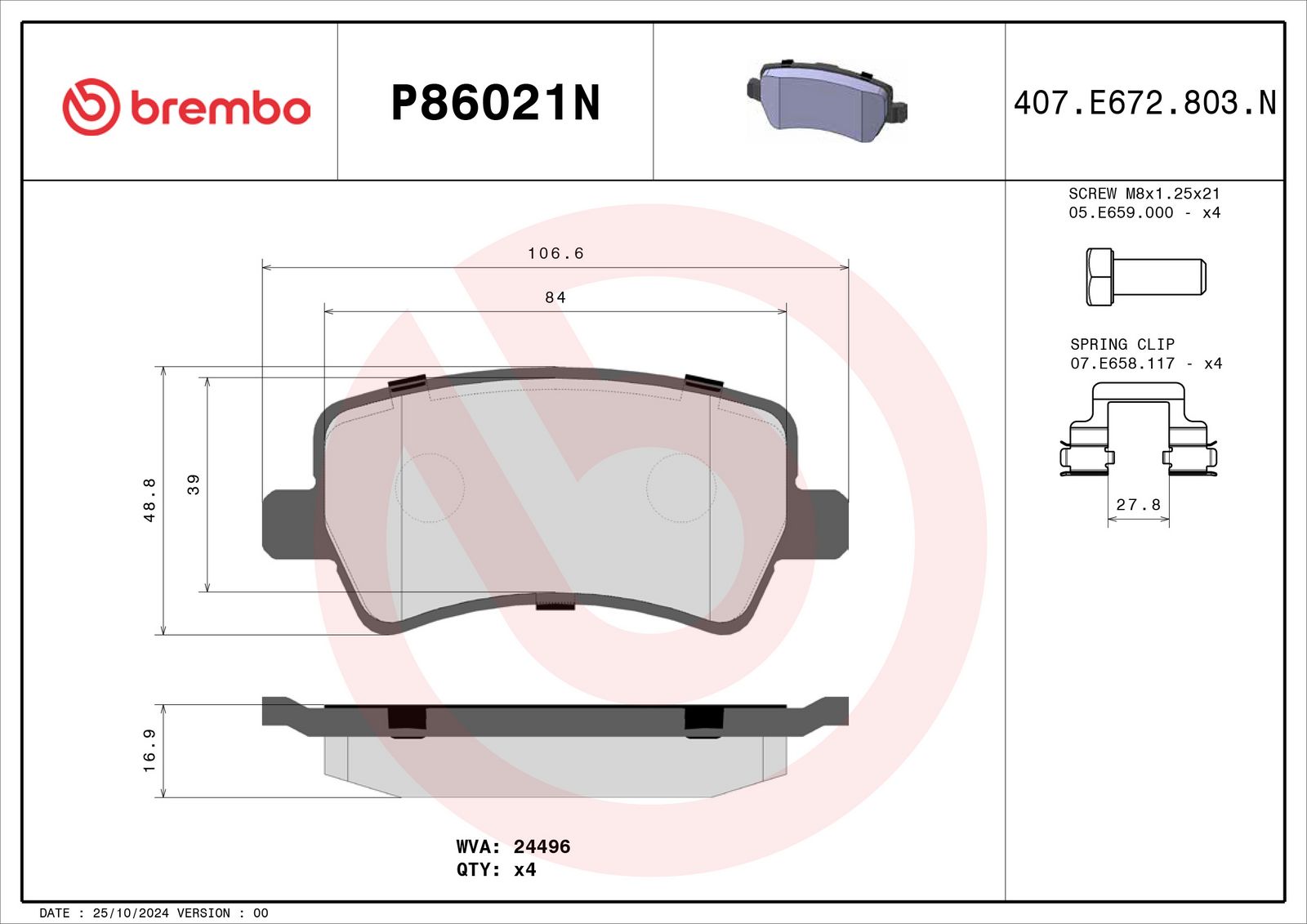 PRIME Ceramic Rear Disc Brake Pad Set - P86021N_02