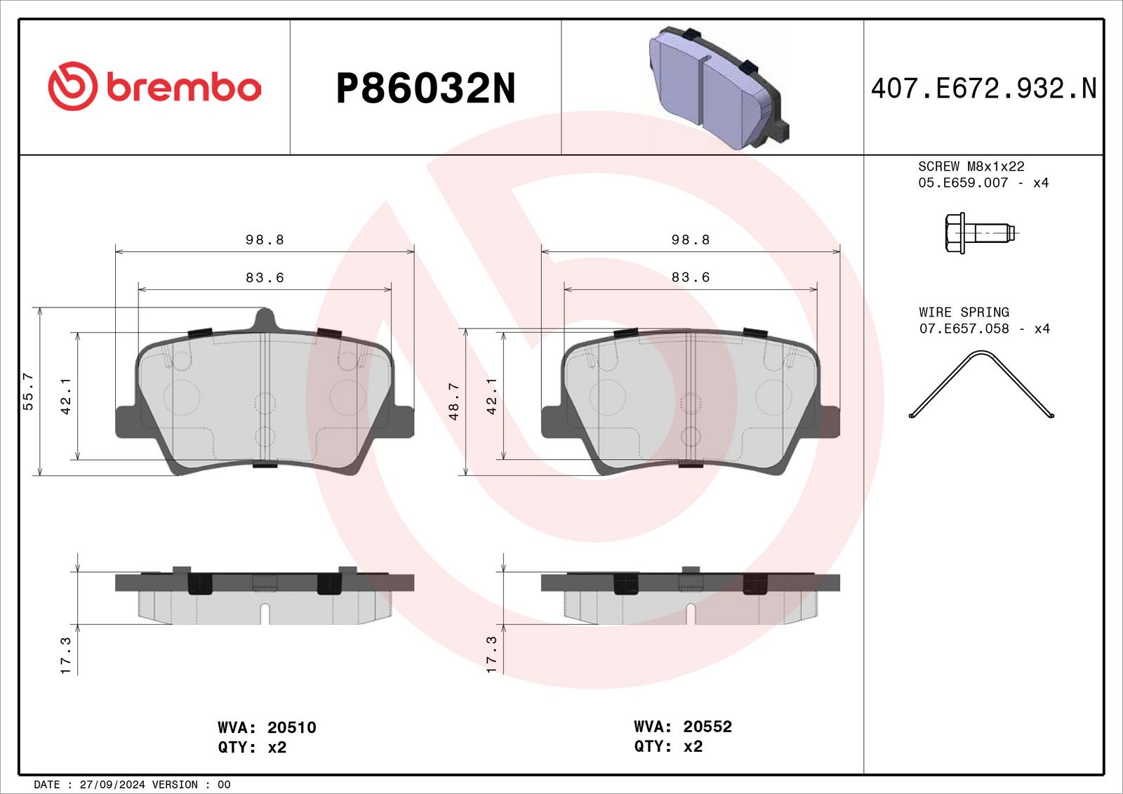 PRIME Ceramic Rear Disc Brake Pad Set - P86032N_01