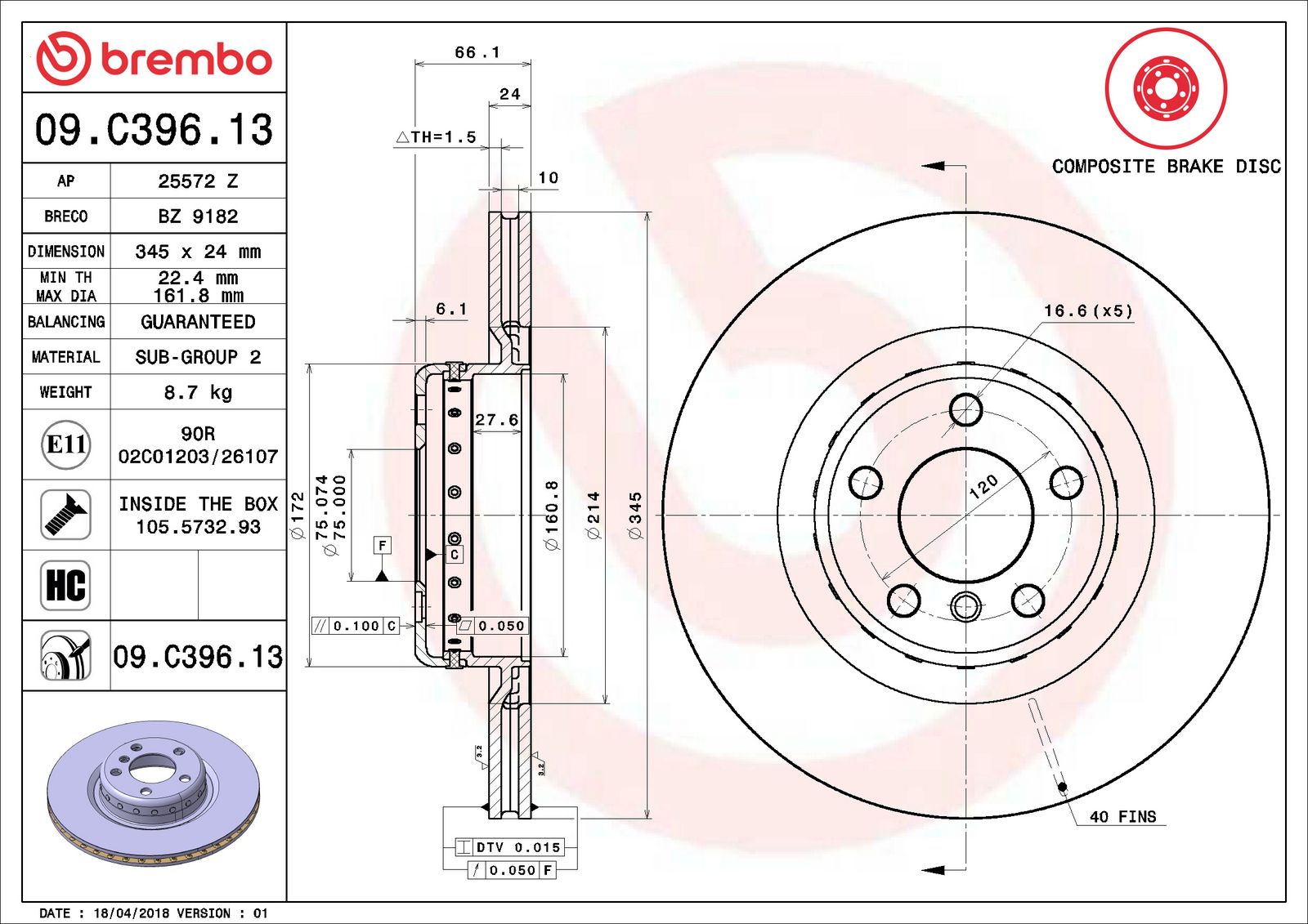 PRIME Composite Rear Disc Brake Rotor - 09.C396.13_06
