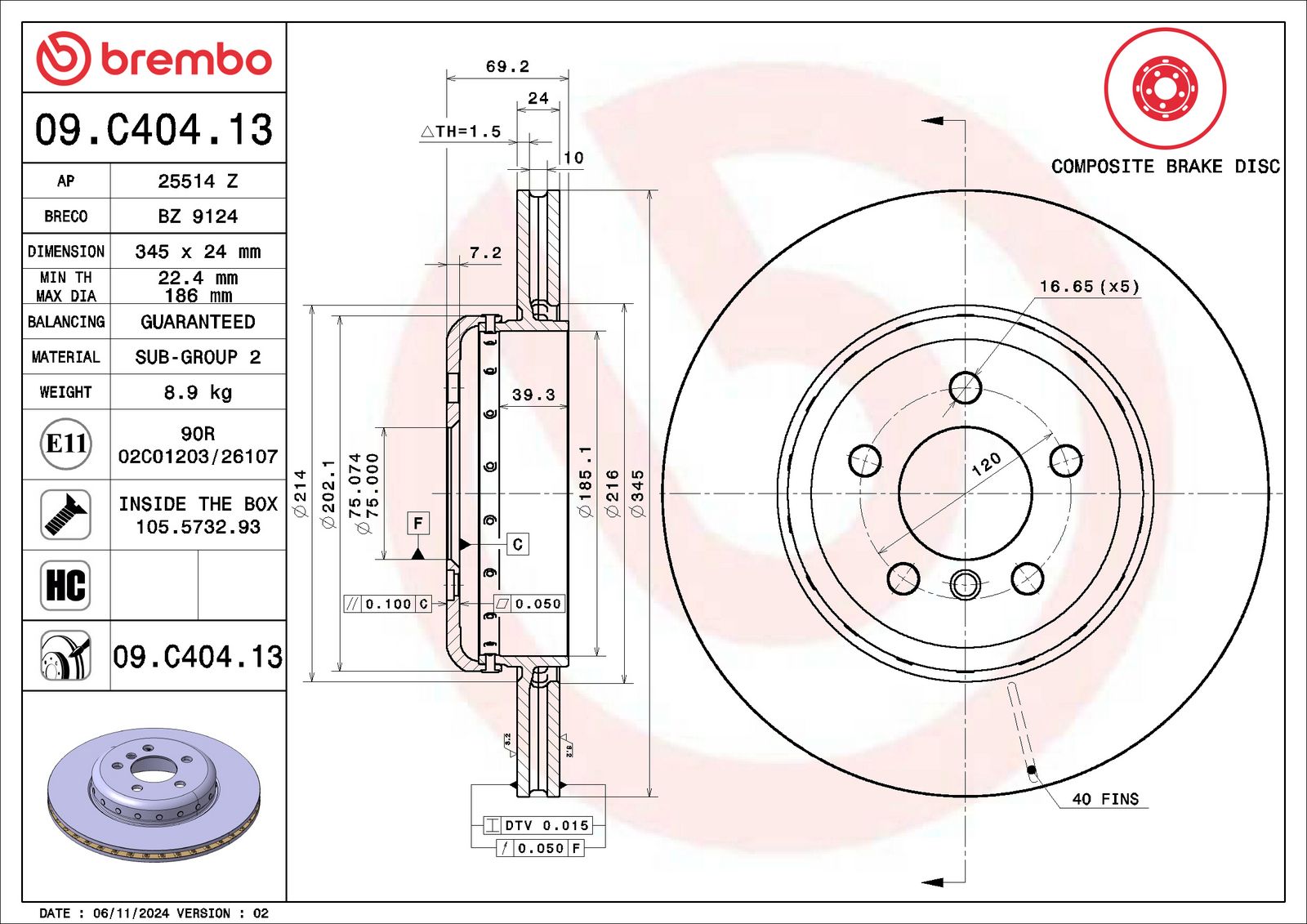 PRIME Composite Rear Disc Brake Rotor - 09.C404.13_06