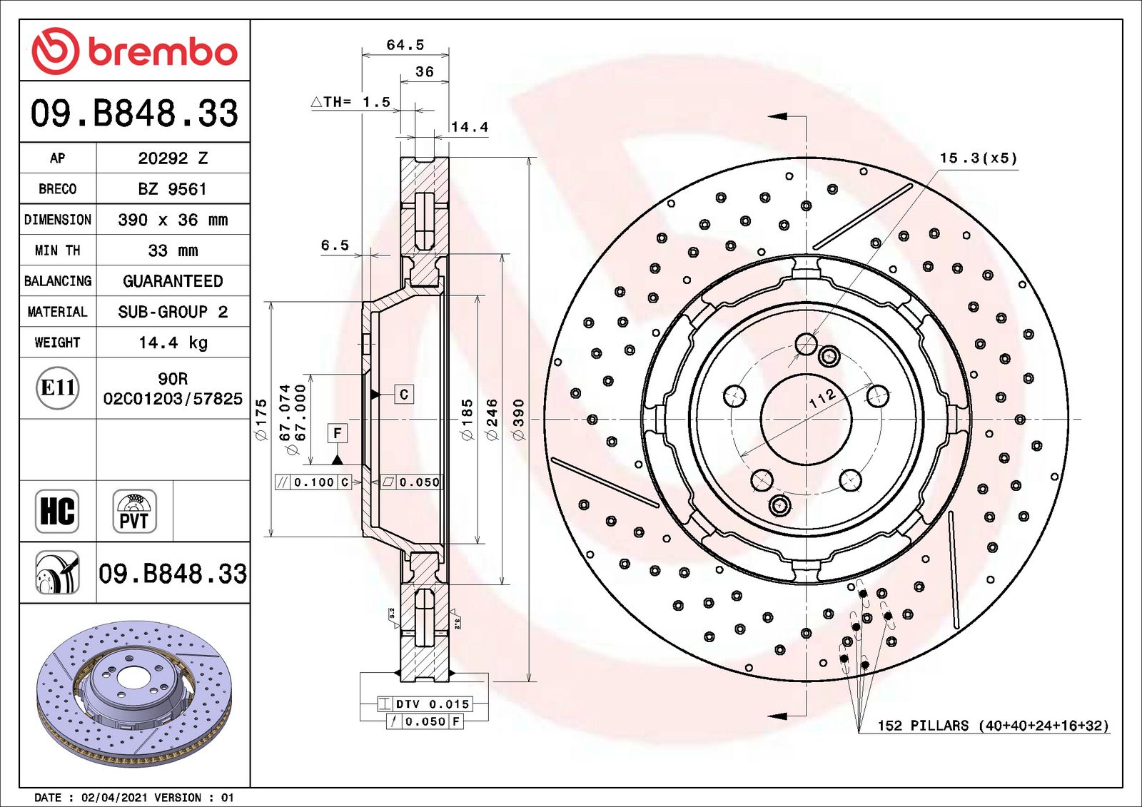 PRIME Dual Cast Front Disc Brake Rotor - 09.B848.33_06
