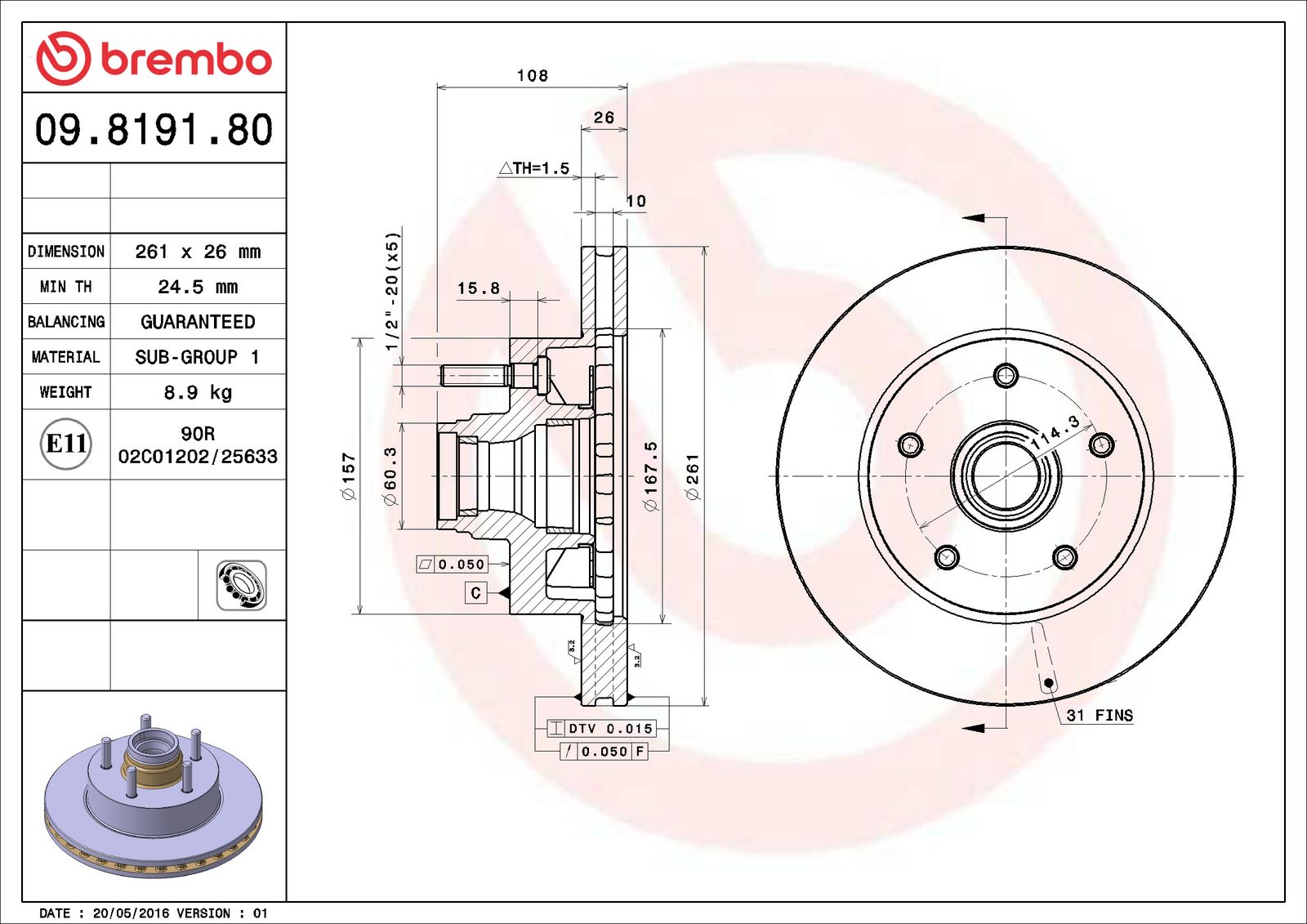 PRIME Front Disc Brake Rotor - 09.8191.80_06