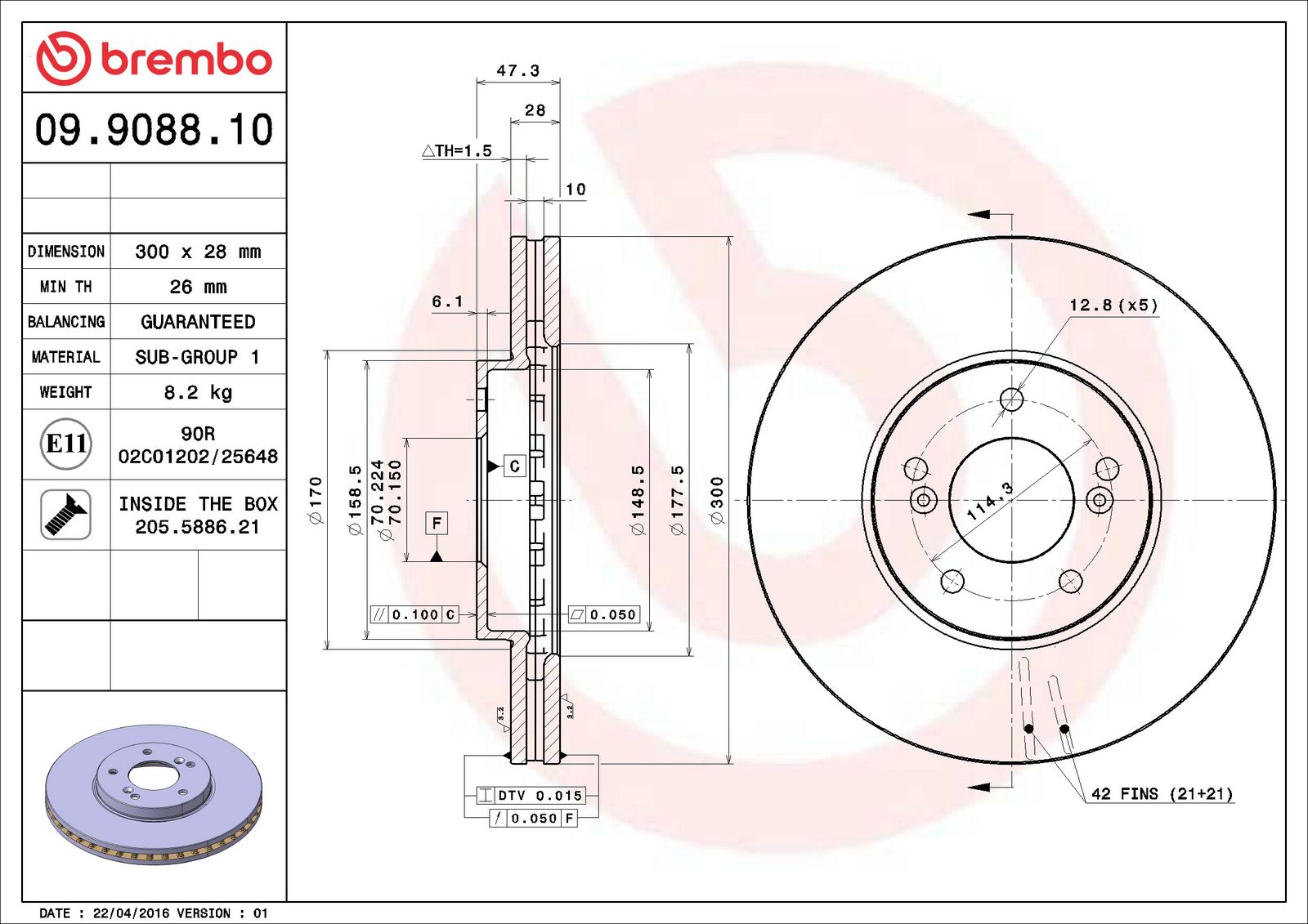 PRIME Front Disc Brake Rotor - 09.9088.10_06