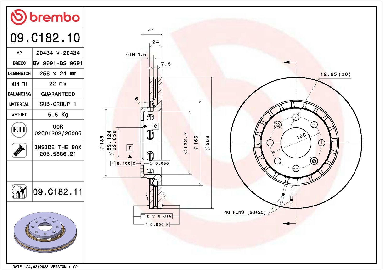 PRIME Front Disc Brake Rotor - 09.C182.10_01