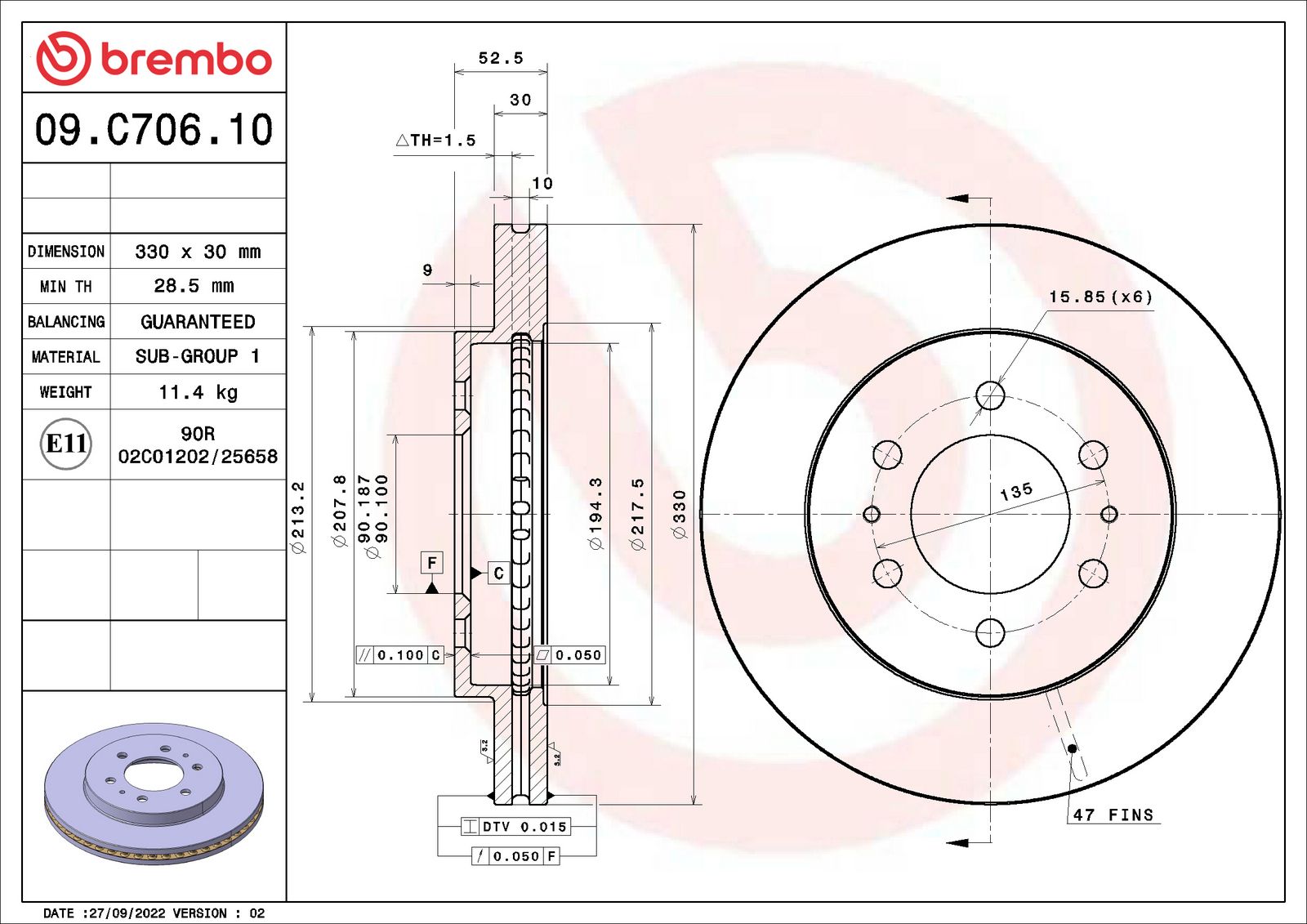 PRIME Front Disc Brake Rotor - 09.C706.10_01