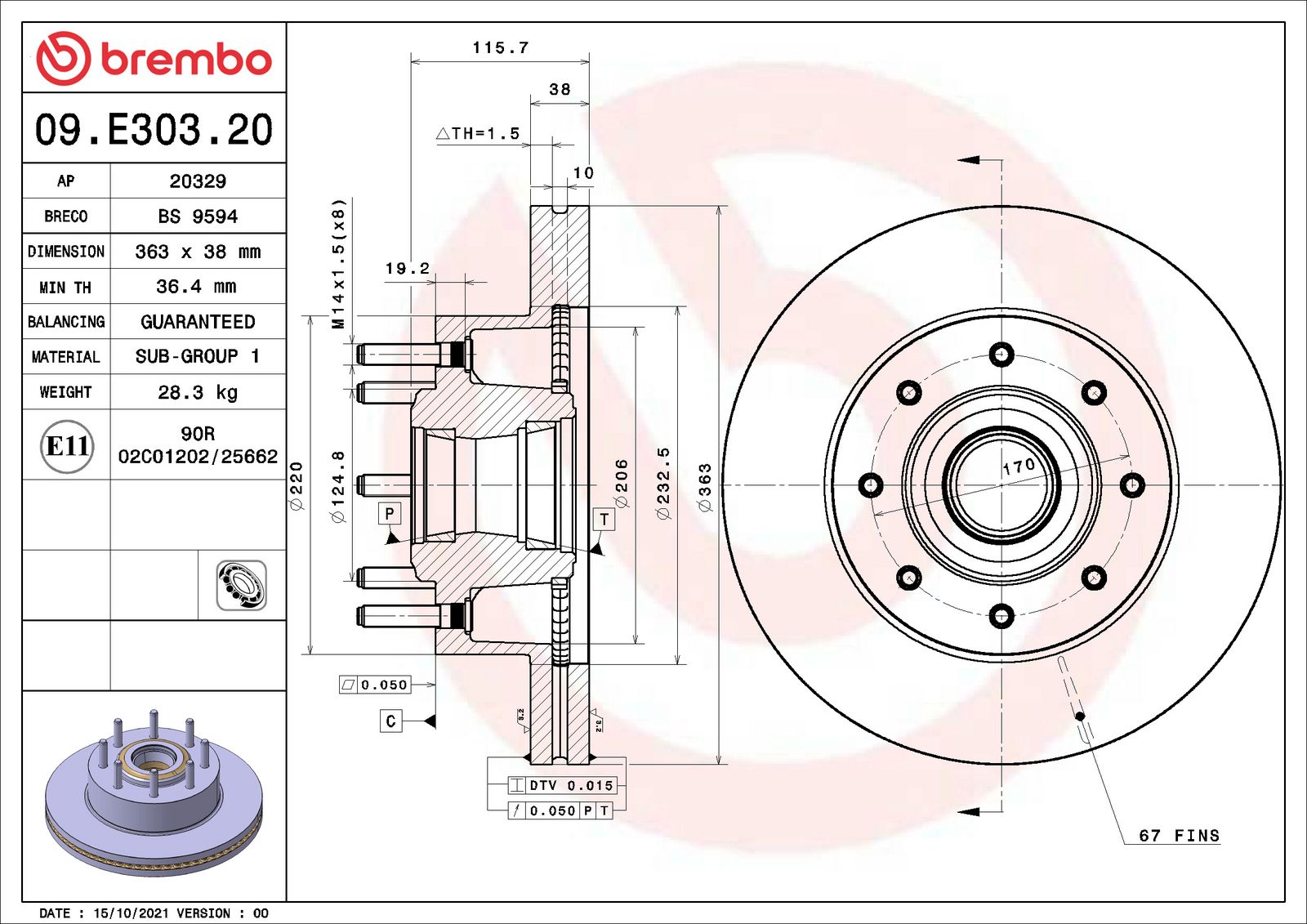 PRIME Front Disc Brake Rotor - 09.E303.20_01