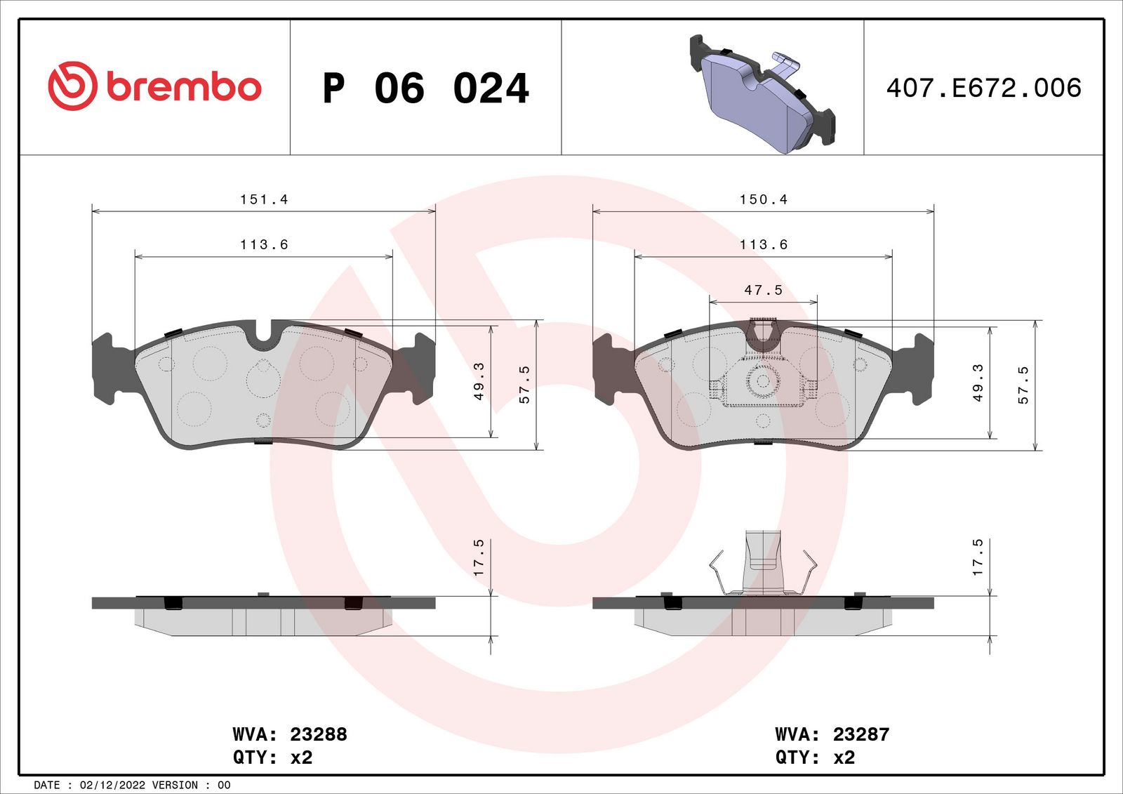 PRIME Low-Met Front Disc Brake Pad Set - P06024_03