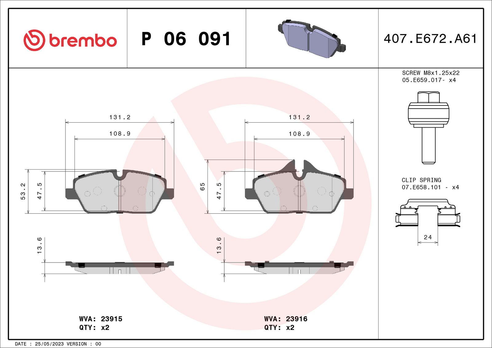 PRIME Low-Met Front Disc Brake Pad Set - P06091_01