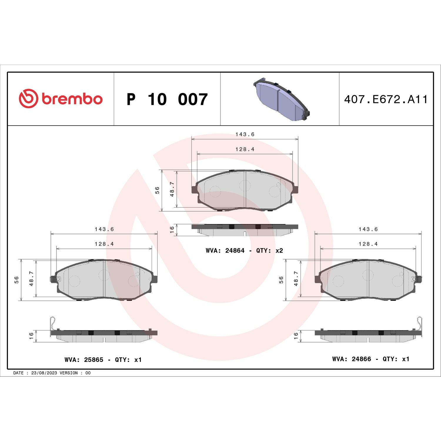 PRIME Low-Met Front Disc Brake Pad Set - P10007_02