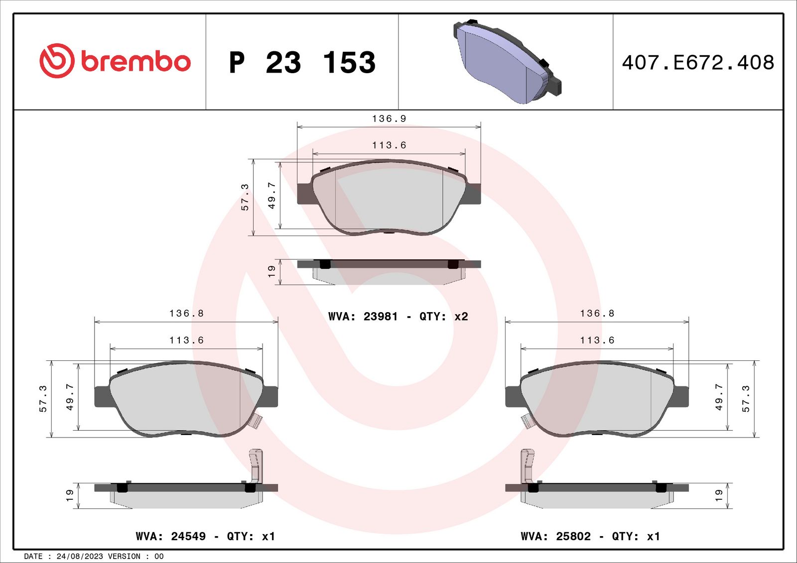 PRIME Low-Met Front Disc Brake Pad Set - P23153_01