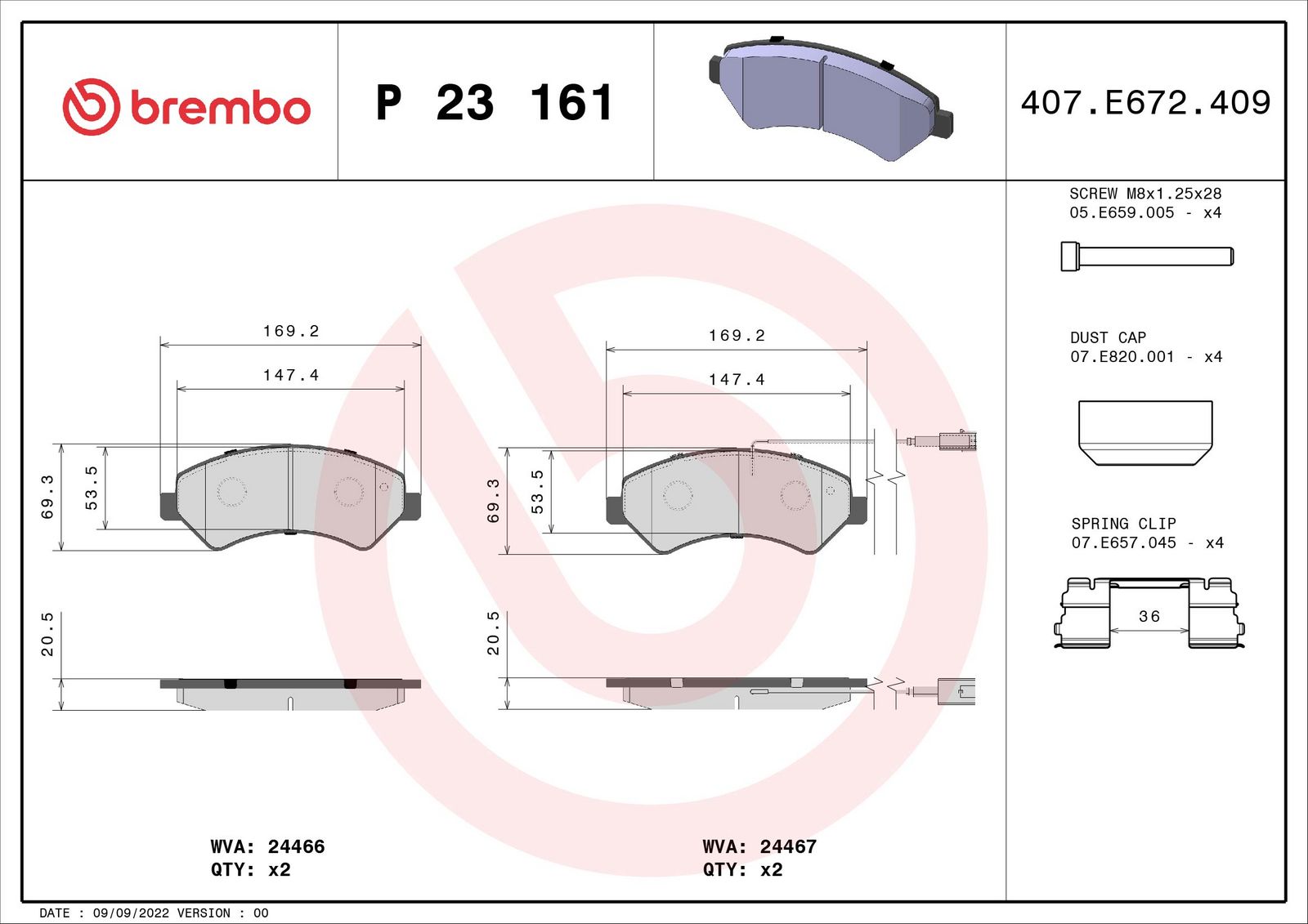 PRIME Low-Met Front Disc Brake Pad Set - P23161_02