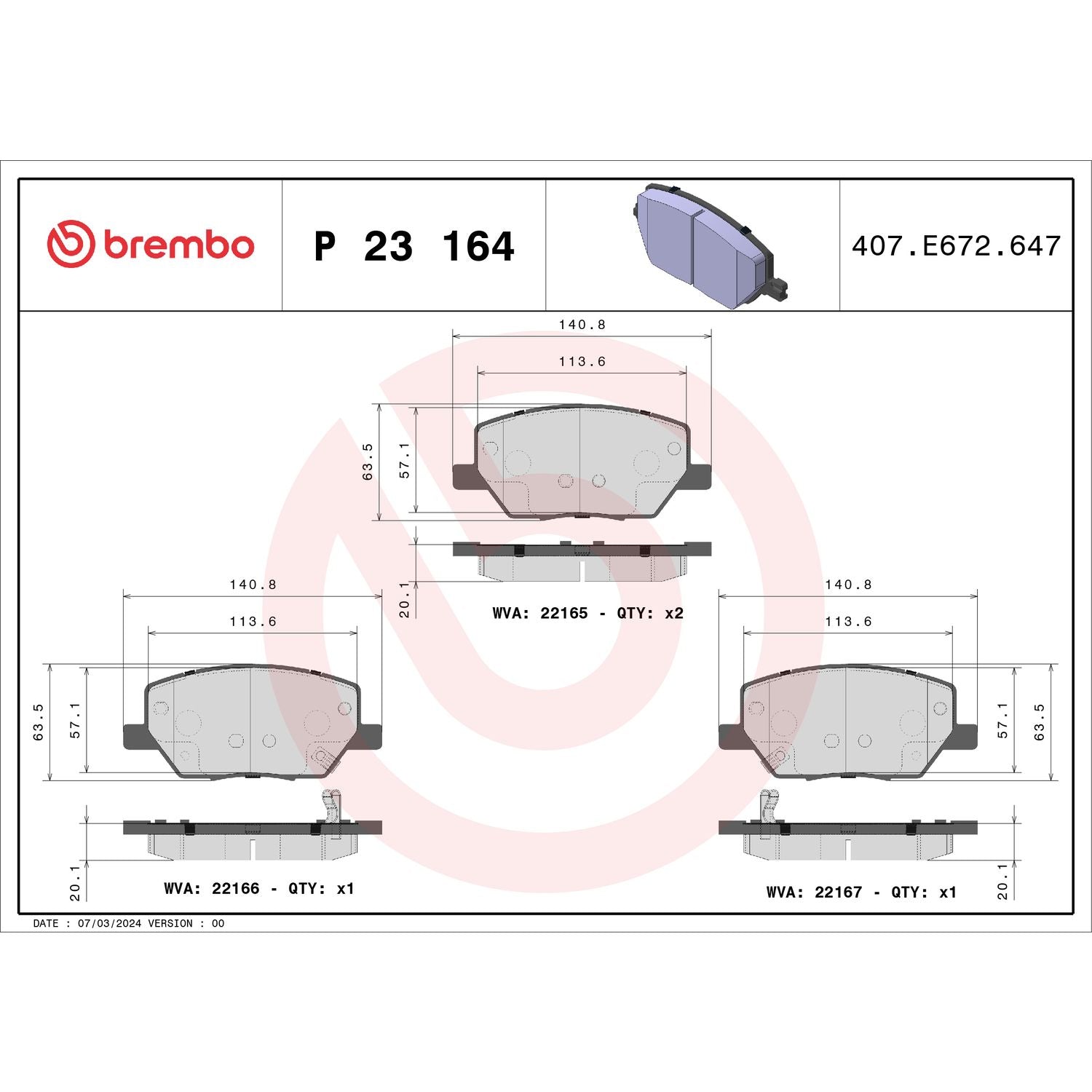 PRIME Low-Met Front Disc Brake Pad Set - P23164_02