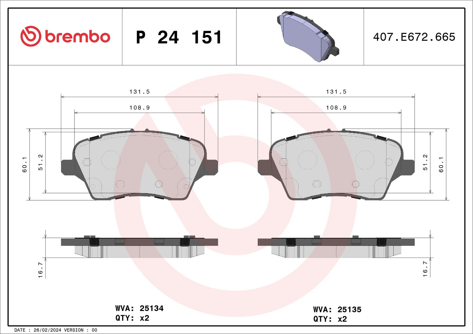 PRIME Low-Met Front Disc Brake Pad Set - P24151_01