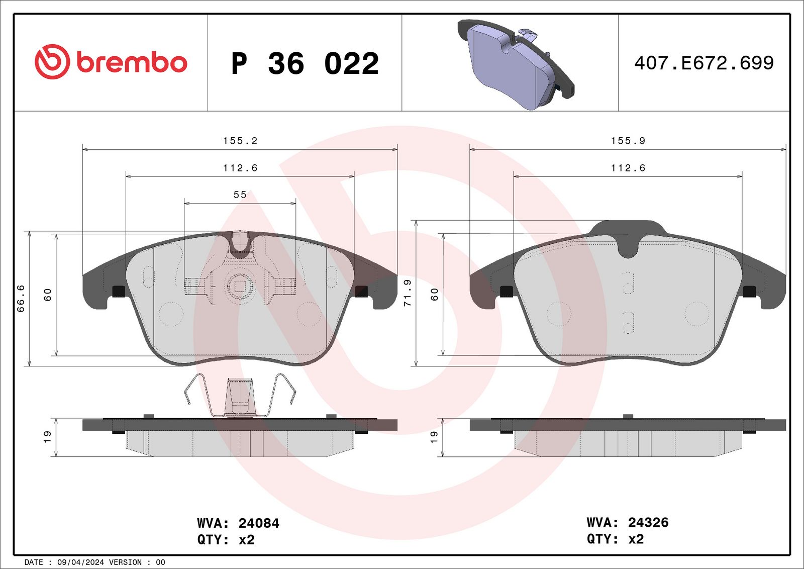 PRIME Low-Met Front Disc Brake Pad Set - P36022_01