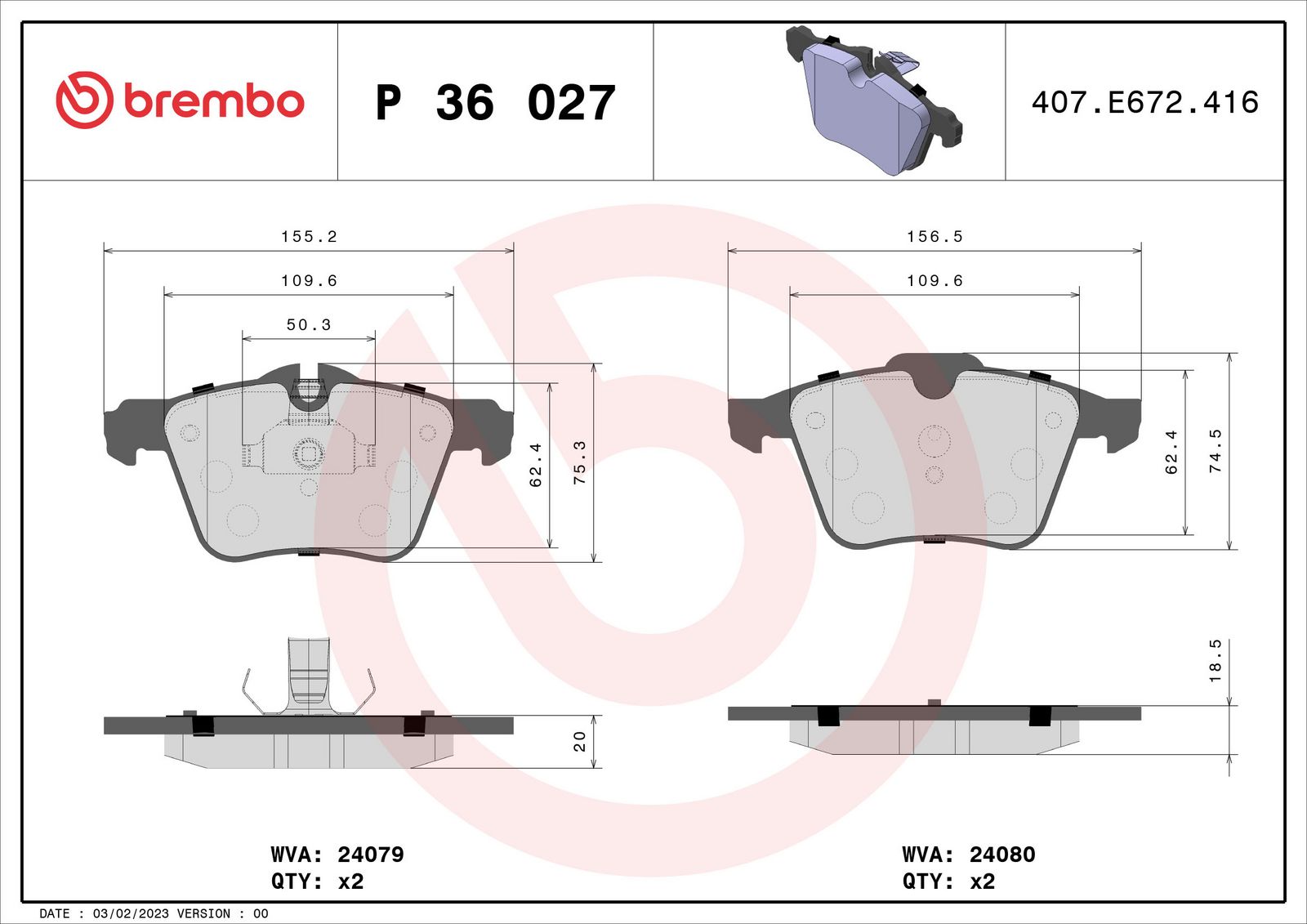 PRIME Low-Met Front Disc Brake Pad Set - P36027_01