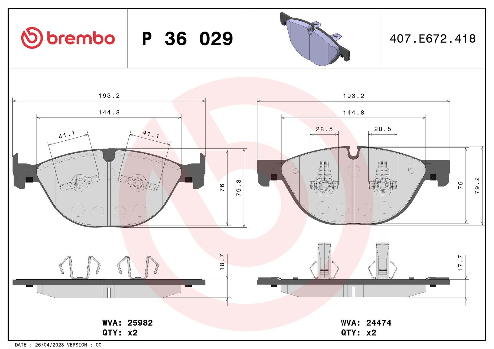 PRIME Low-Met Front Disc Brake Pad Set - P36029_01