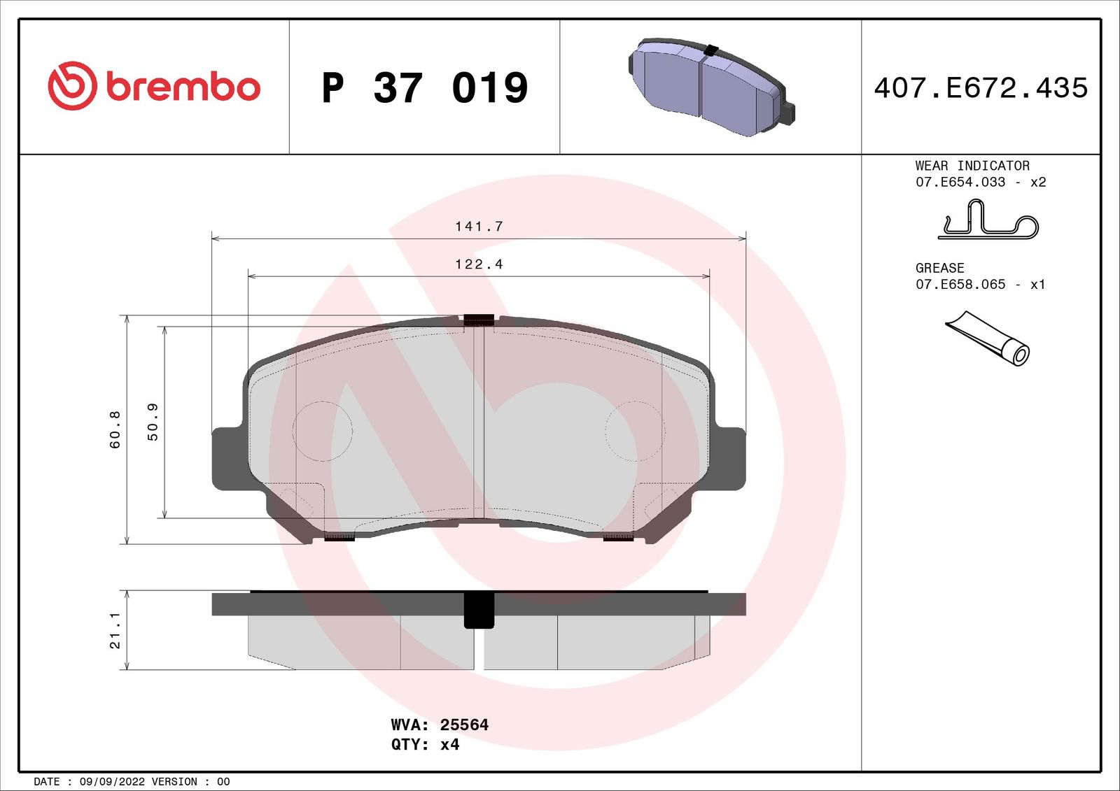 PRIME Low-Met Front Disc Brake Pad Set - P37019_01