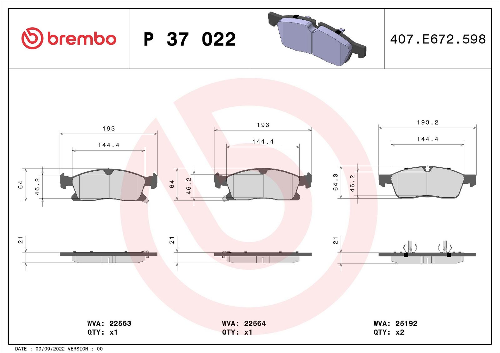PRIME Low-Met Front Disc Brake Pad Set - P37022_01