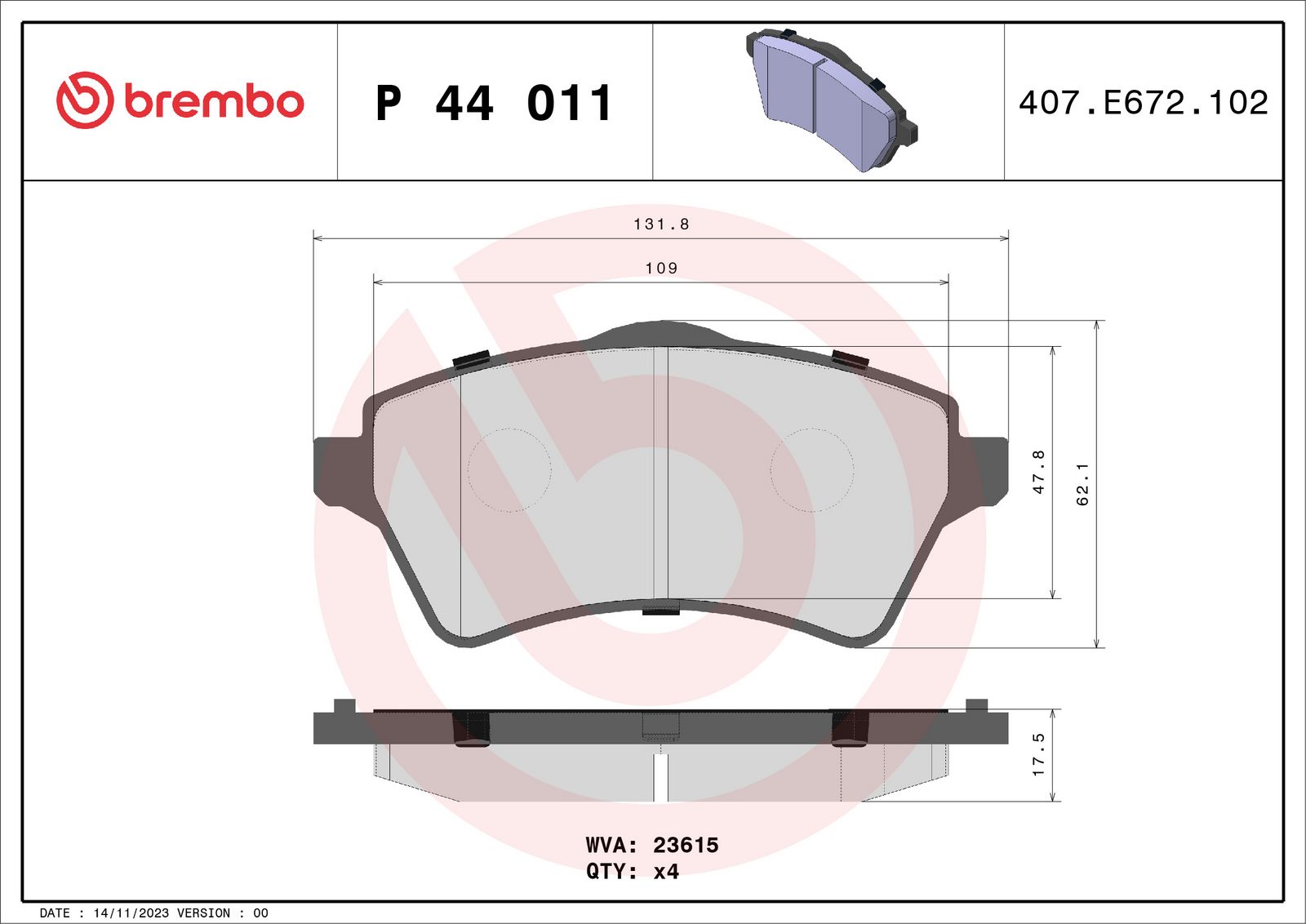 PRIME Low-Met Front Disc Brake Pad Set - P44011_01
