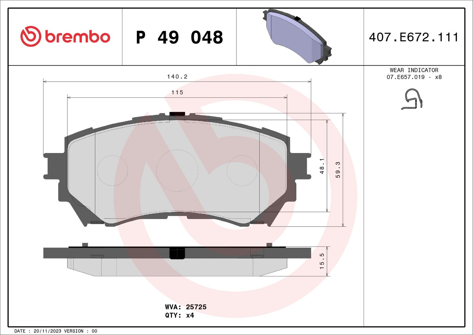 PRIME Low-Met Front Disc Brake Pad Set - P49048_01