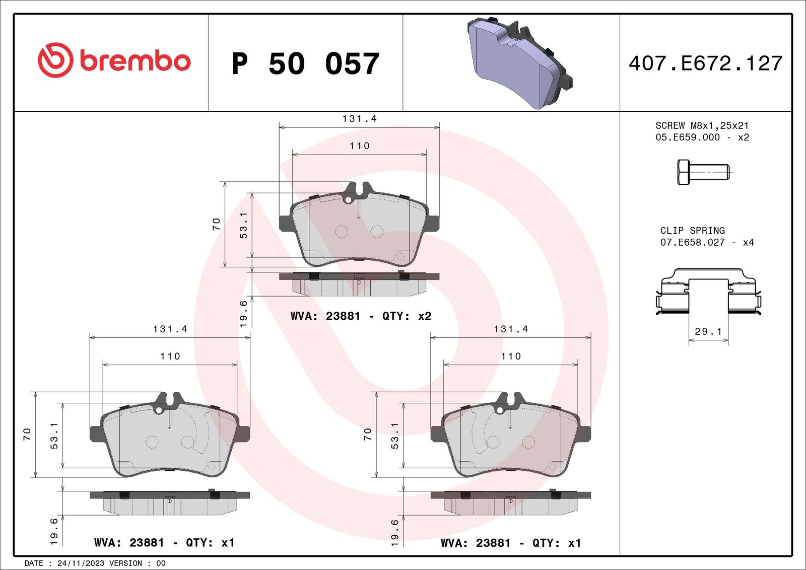 PRIME Low-Met Front Disc Brake Pad Set - P50057_01