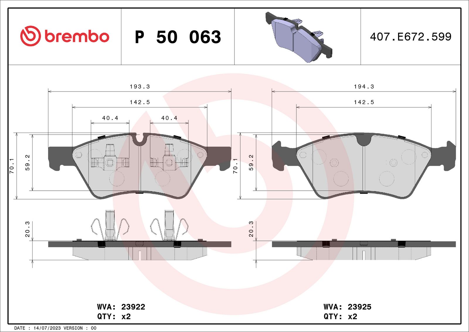 PRIME Low-Met Front Disc Brake Pad Set - P50063_03