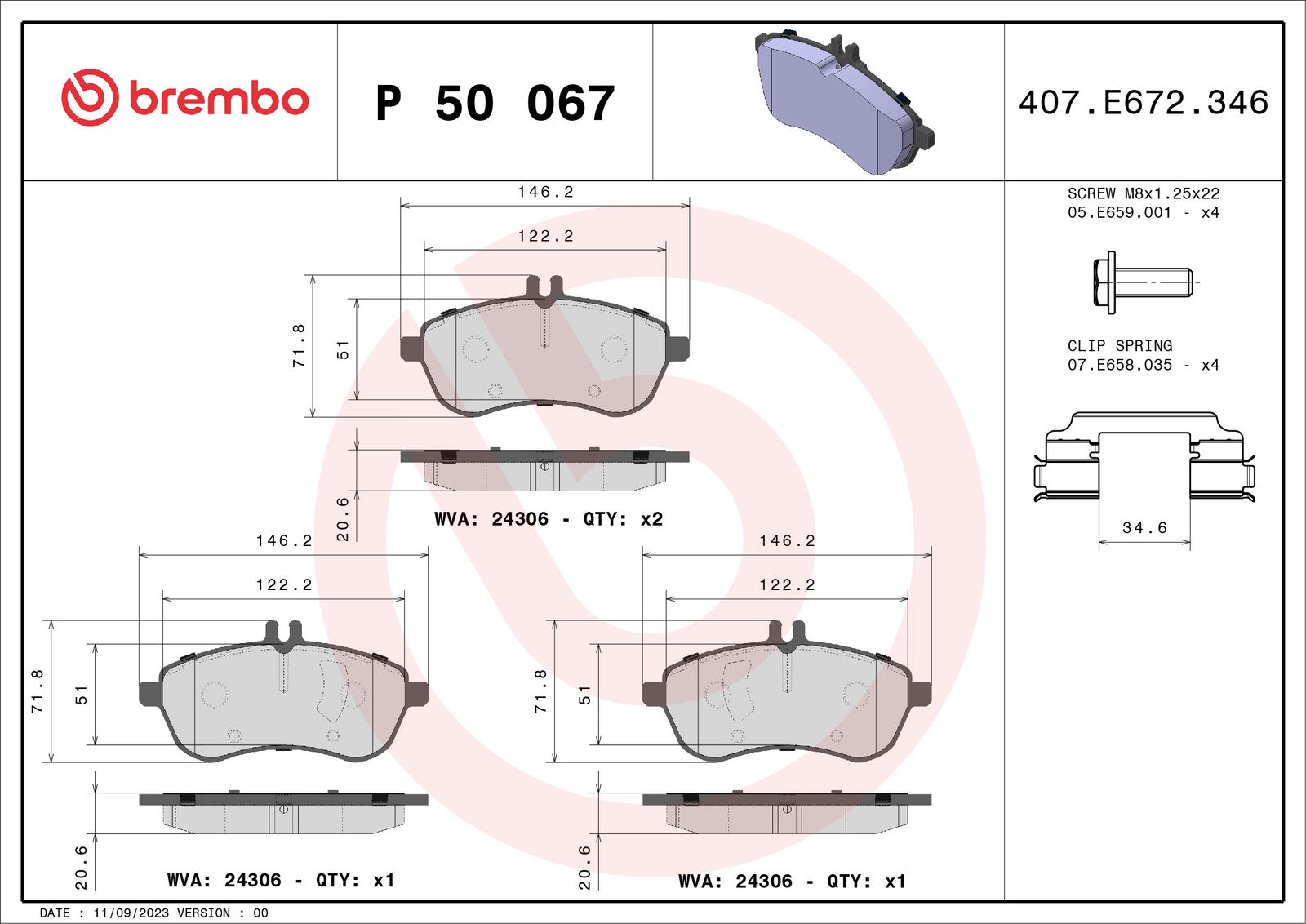 PRIME Low-Met Front Disc Brake Pad Set - P50067_03