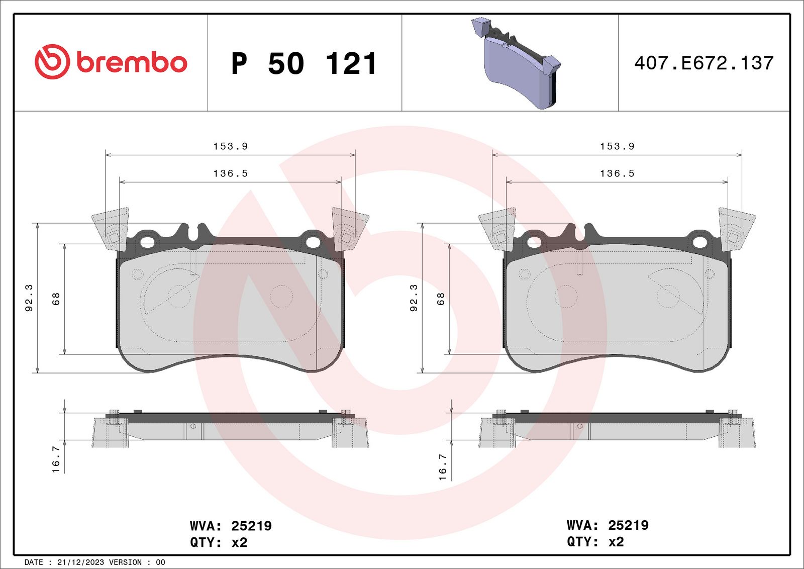 PRIME Low-Met Front Disc Brake Pad Set - P50121_03