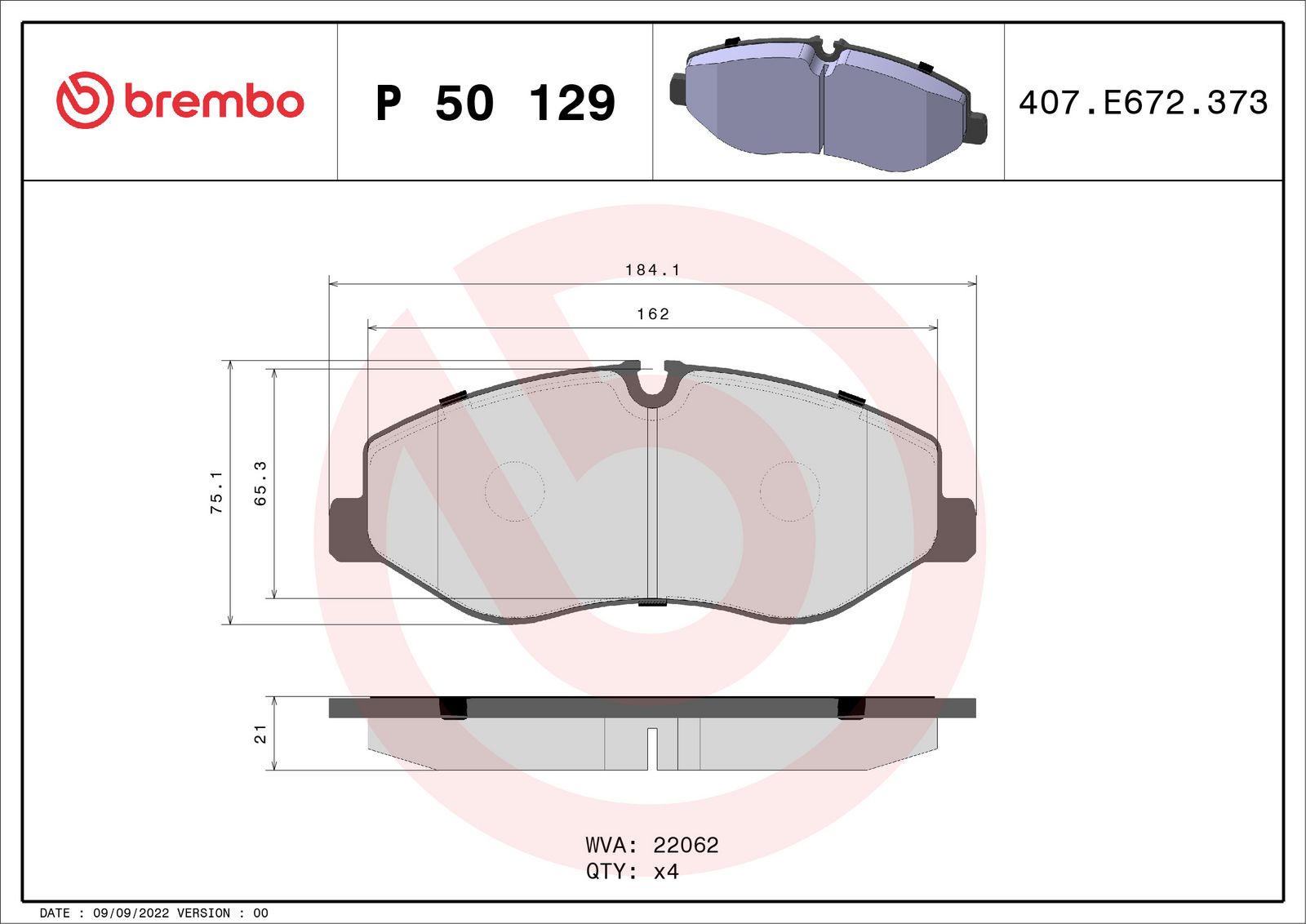 PRIME Low-Met Front Disc Brake Pad Set - P50129_01