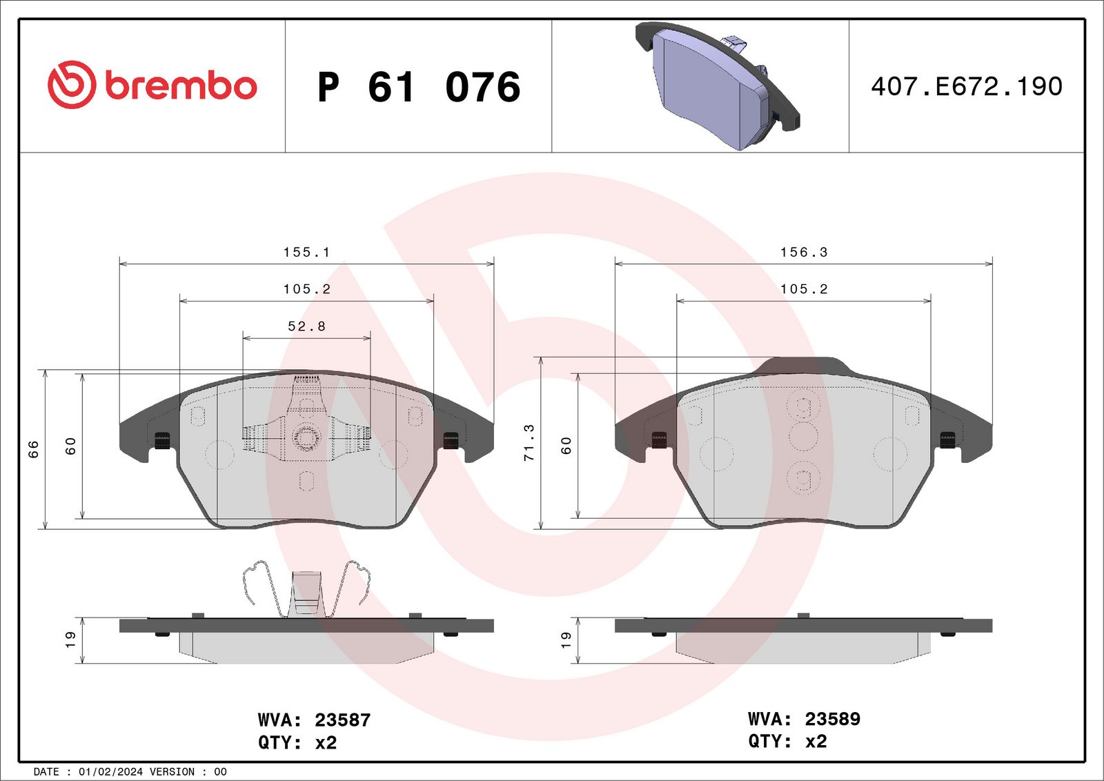 PRIME Low-Met Front Disc Brake Pad Set - P61076_01