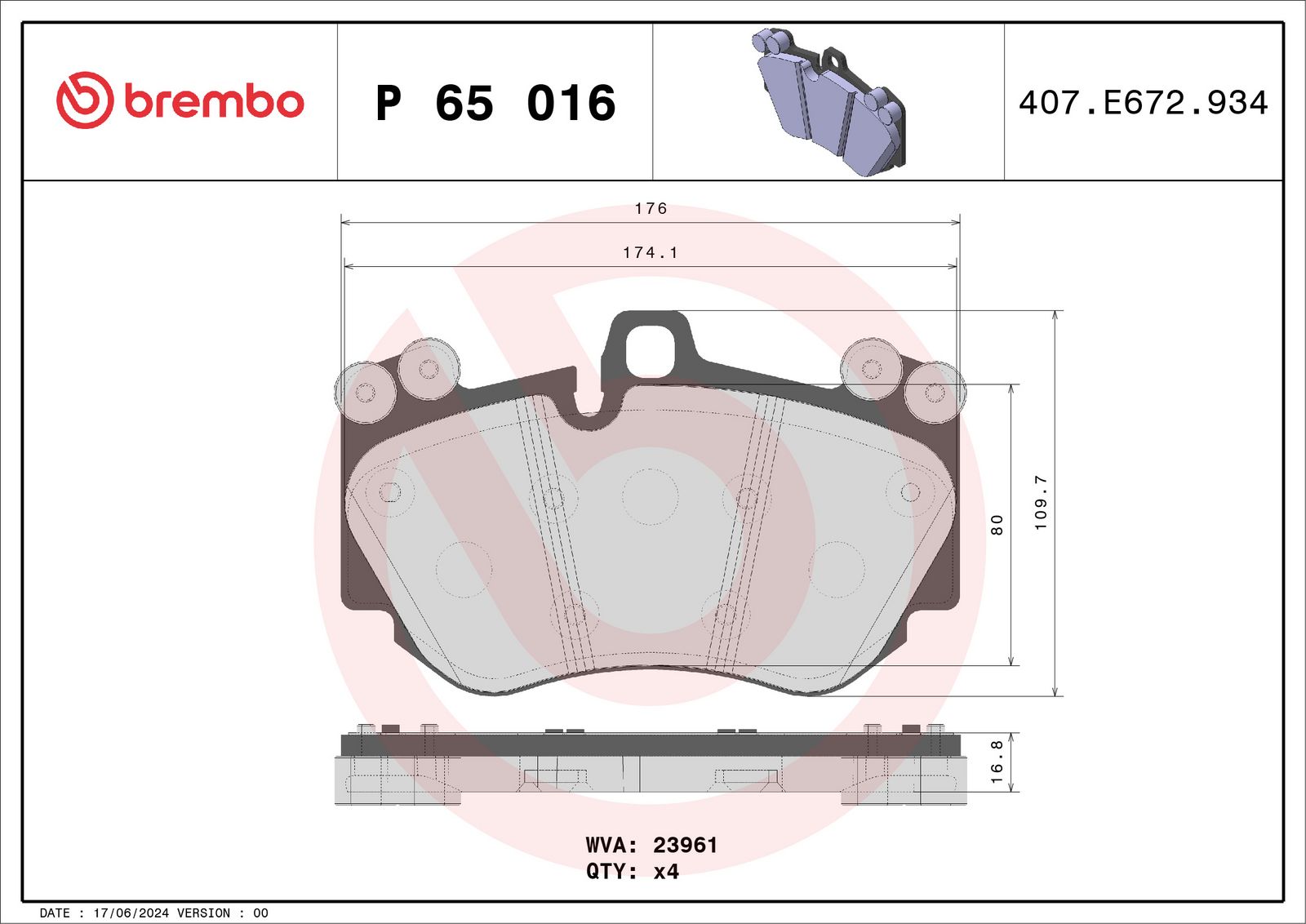 PRIME Low-Met Front Disc Brake Pad Set - P65016_01