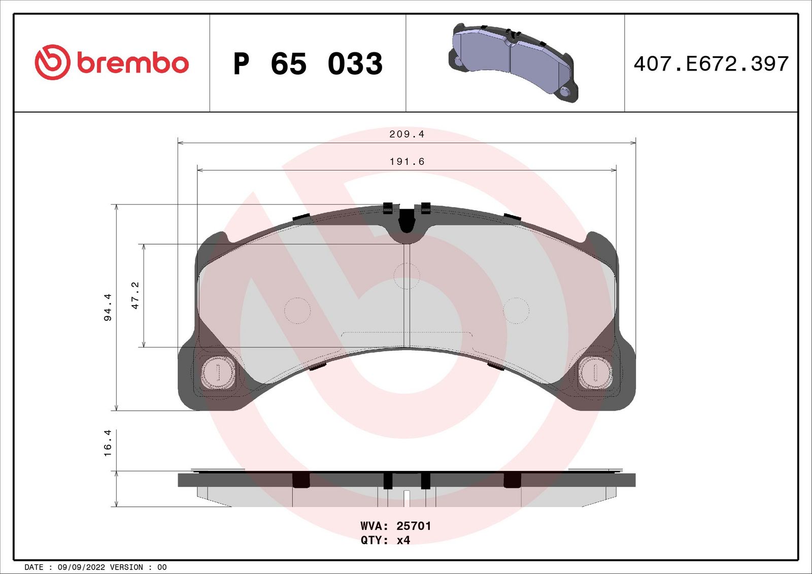PRIME Low-Met Front Disc Brake Pad Set - P65033_01