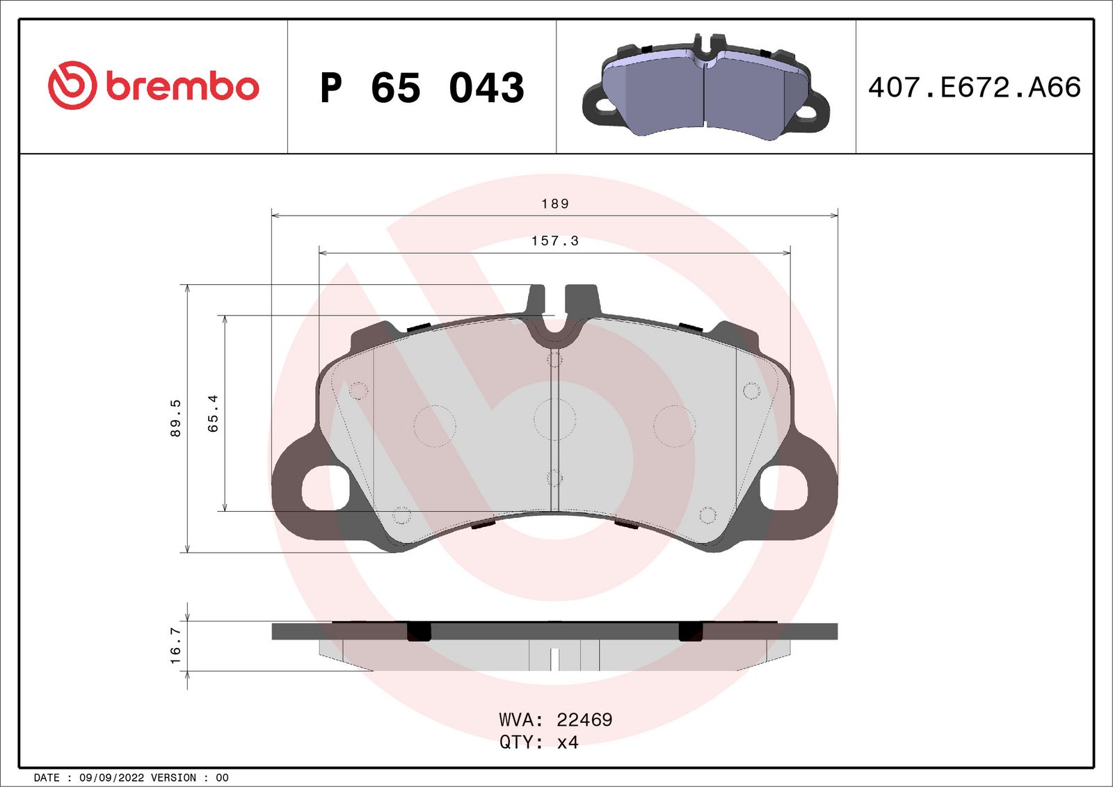 PRIME Low-Met Front Disc Brake Pad Set - P65043_01