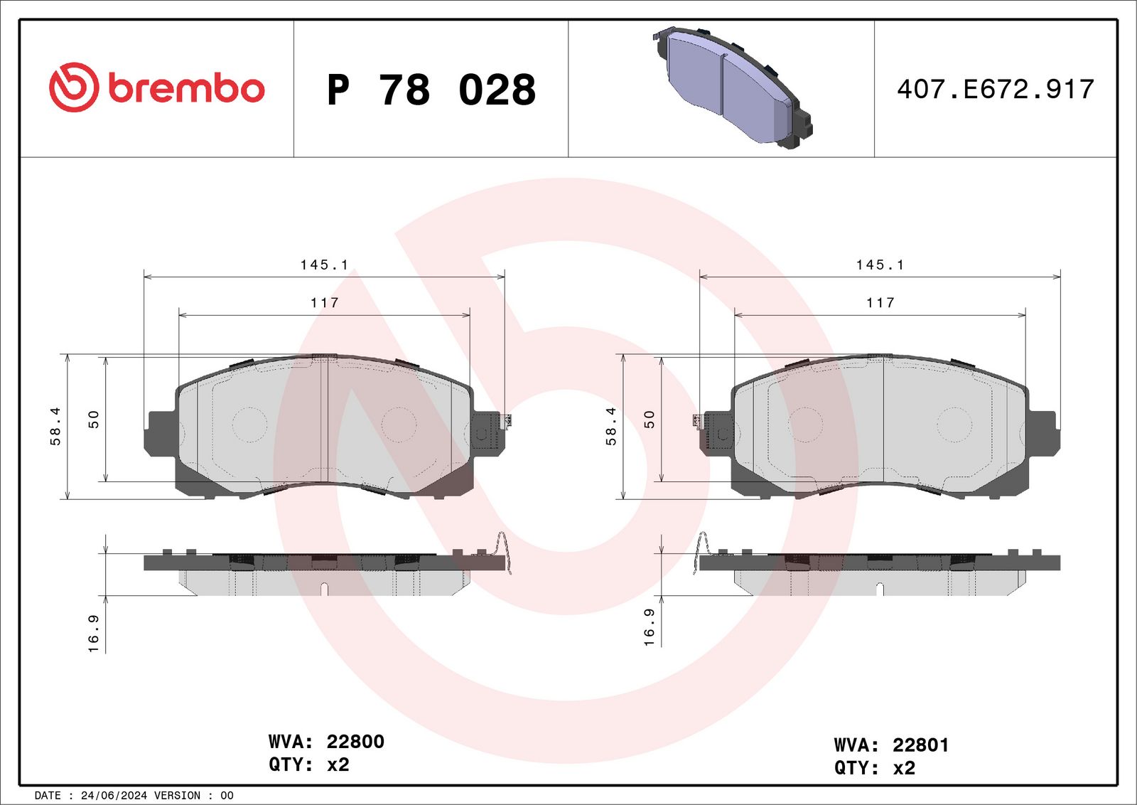 PRIME Low-Met Front Disc Brake Pad Set - P78028_01
