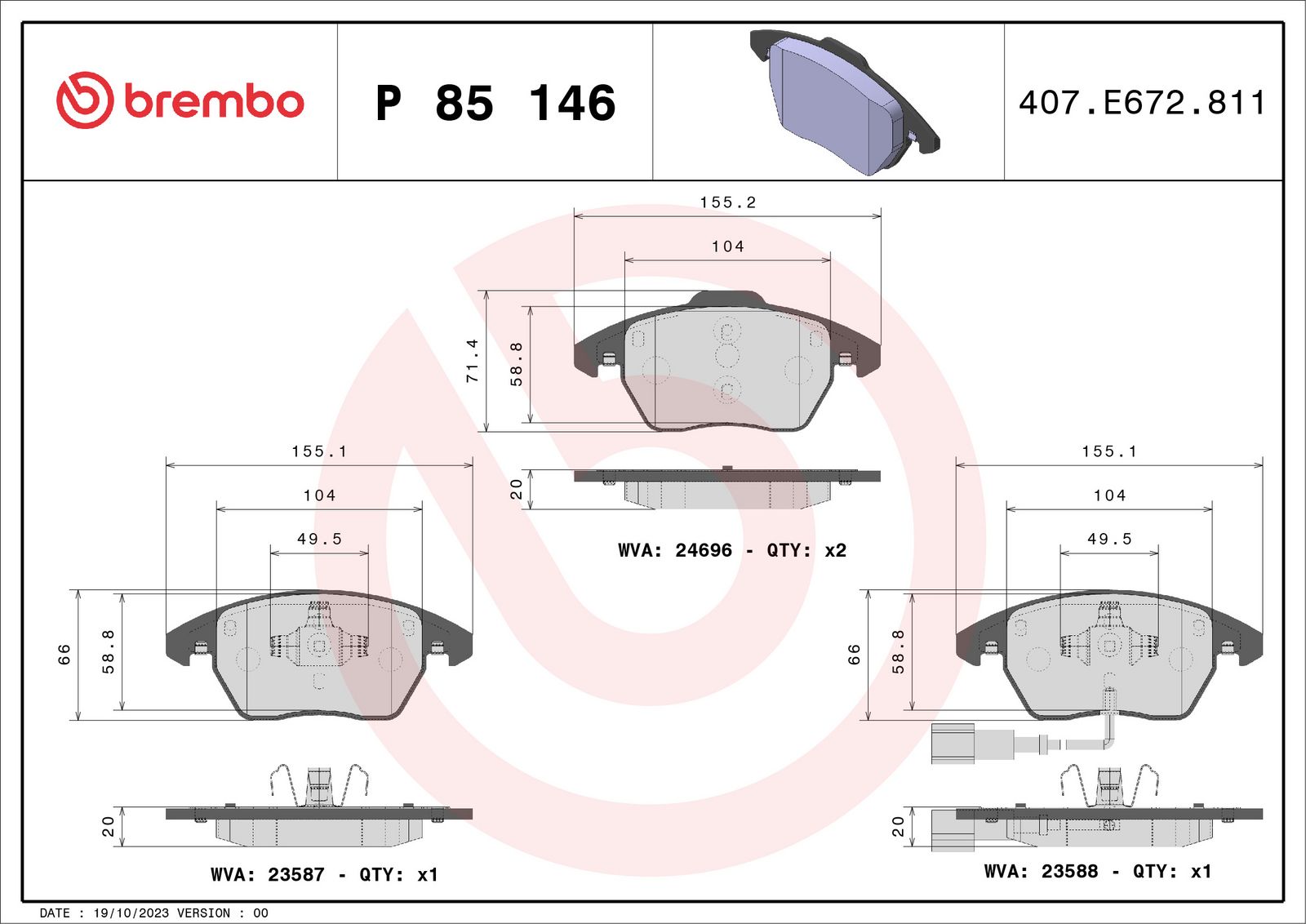 PRIME Low-Met Front Disc Brake Pad Set - P85146_01