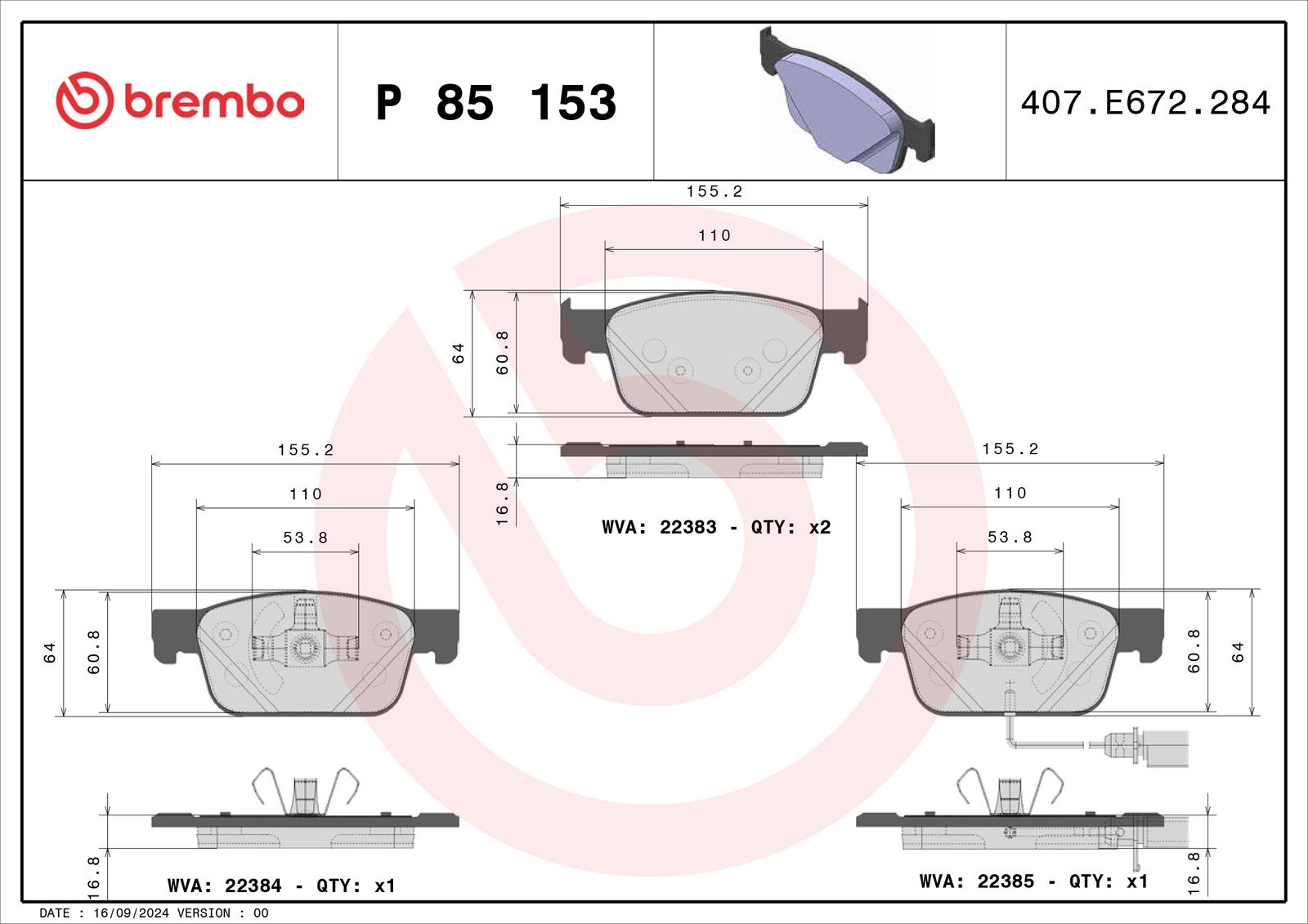 PRIME Low-Met Front Disc Brake Pad Set - P85153_01