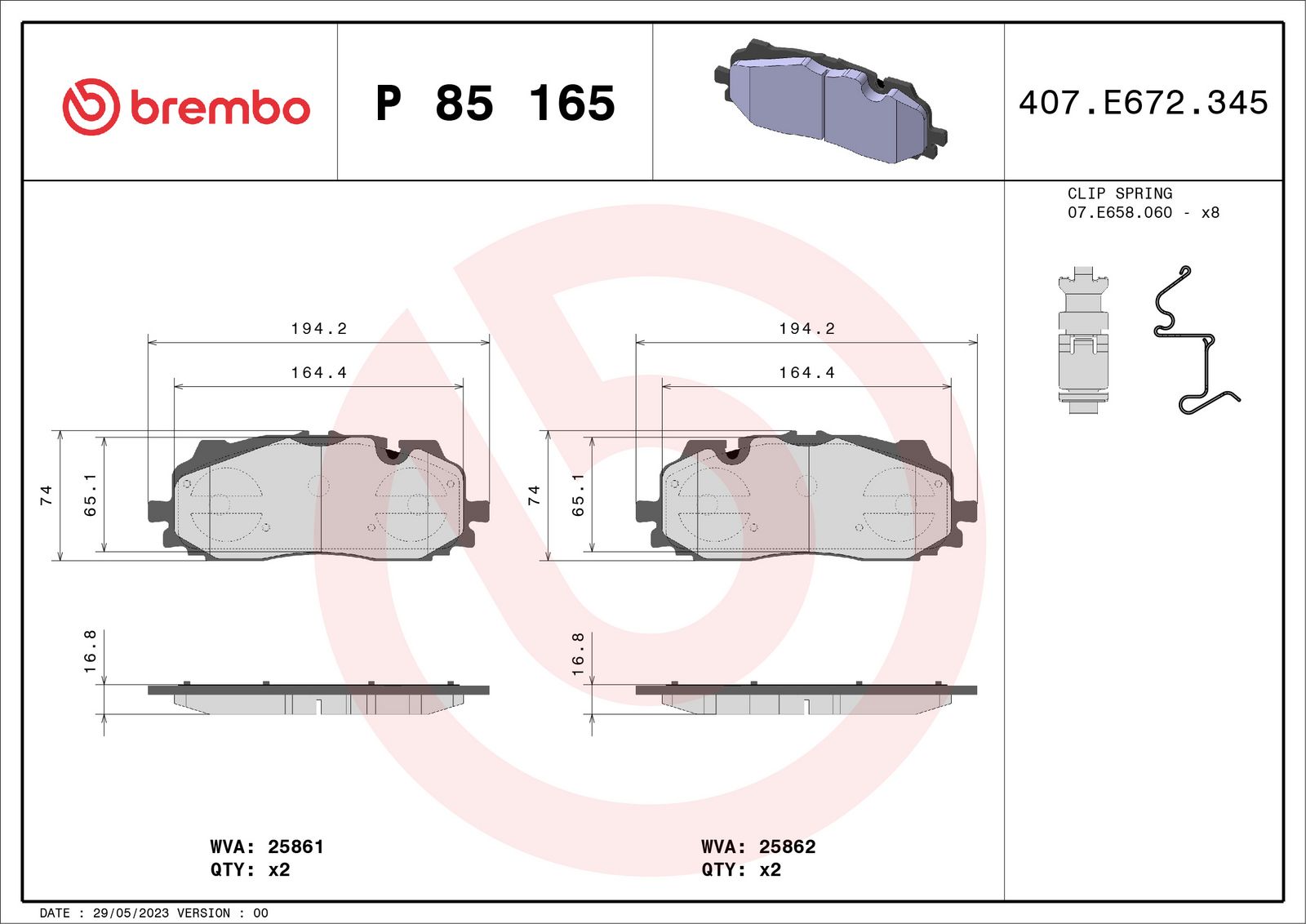 PRIME Low-Met Front Disc Brake Pad Set - P85165_03