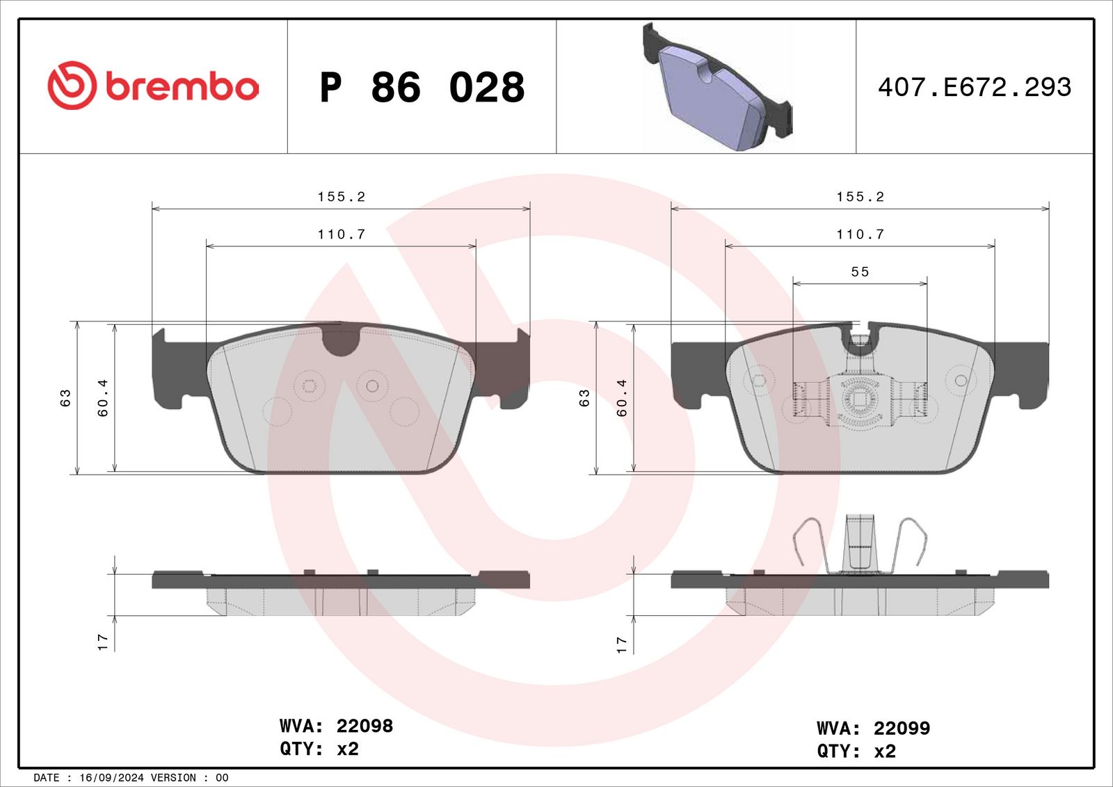PRIME Low-Met Front Disc Brake Pad Set - P86028_01