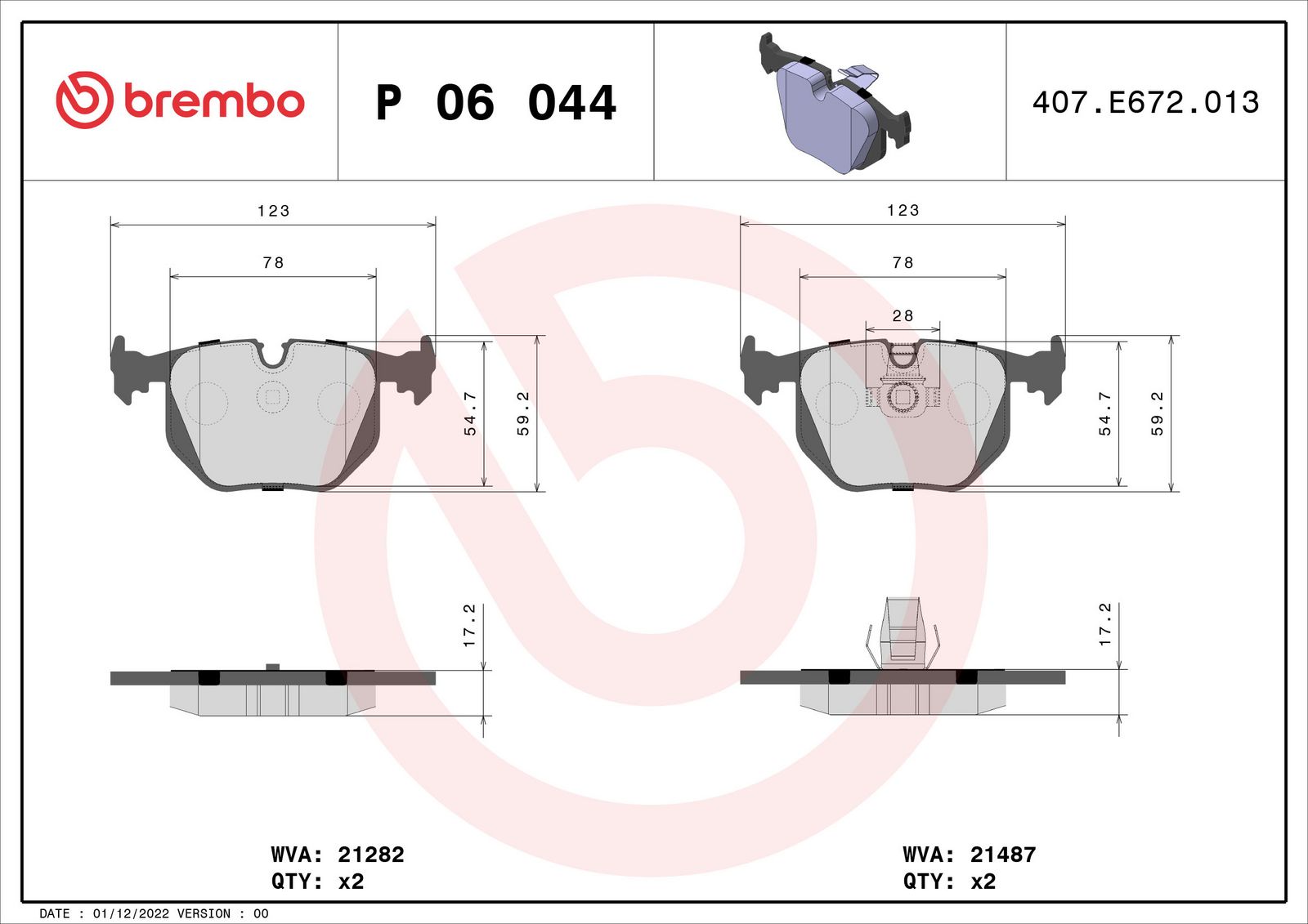 PRIME Low-Met Rear Disc Brake Pad Set - P06044_01