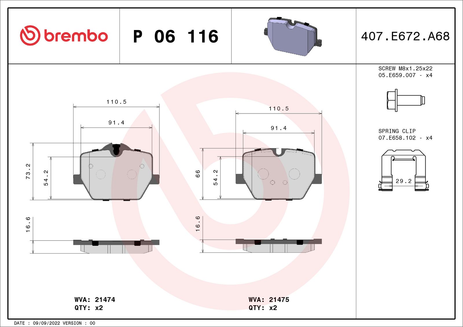 PRIME Low-Met Rear Disc Brake Pad Set - P06116_01