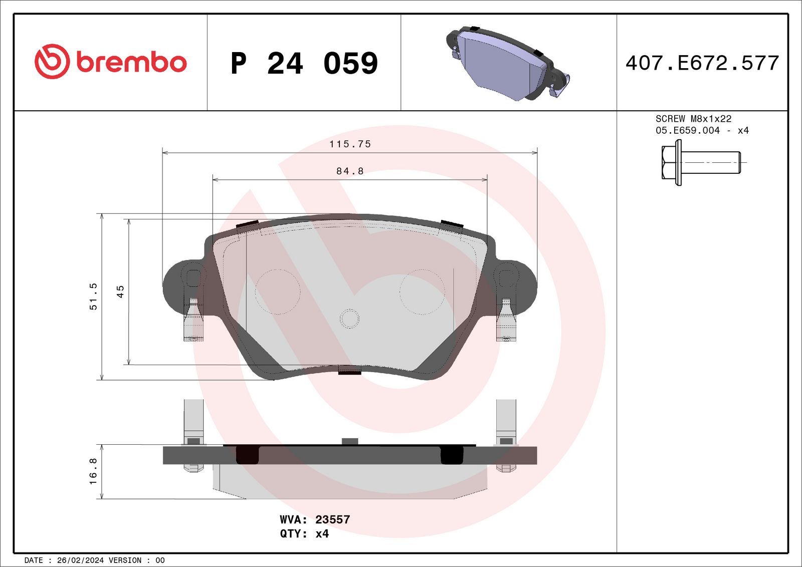 PRIME Low-Met Rear Disc Brake Pad Set - P24059_01