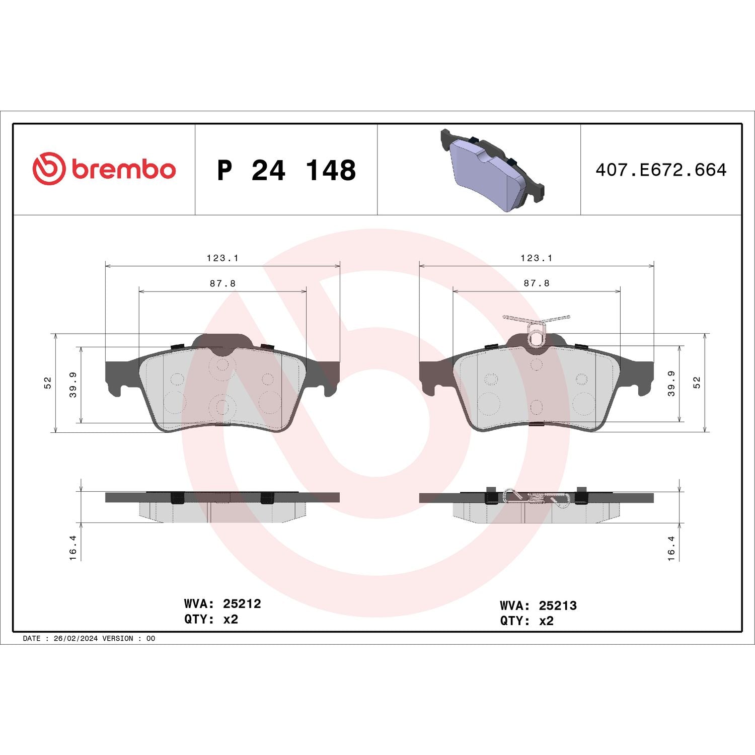 PRIME Low-Met Rear Disc Brake Pad Set - P24148_02