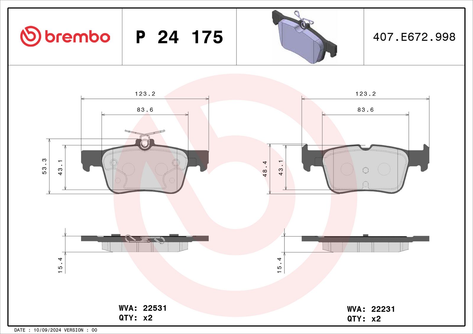PRIME Low-Met Rear Disc Brake Pad Set - P24175_01