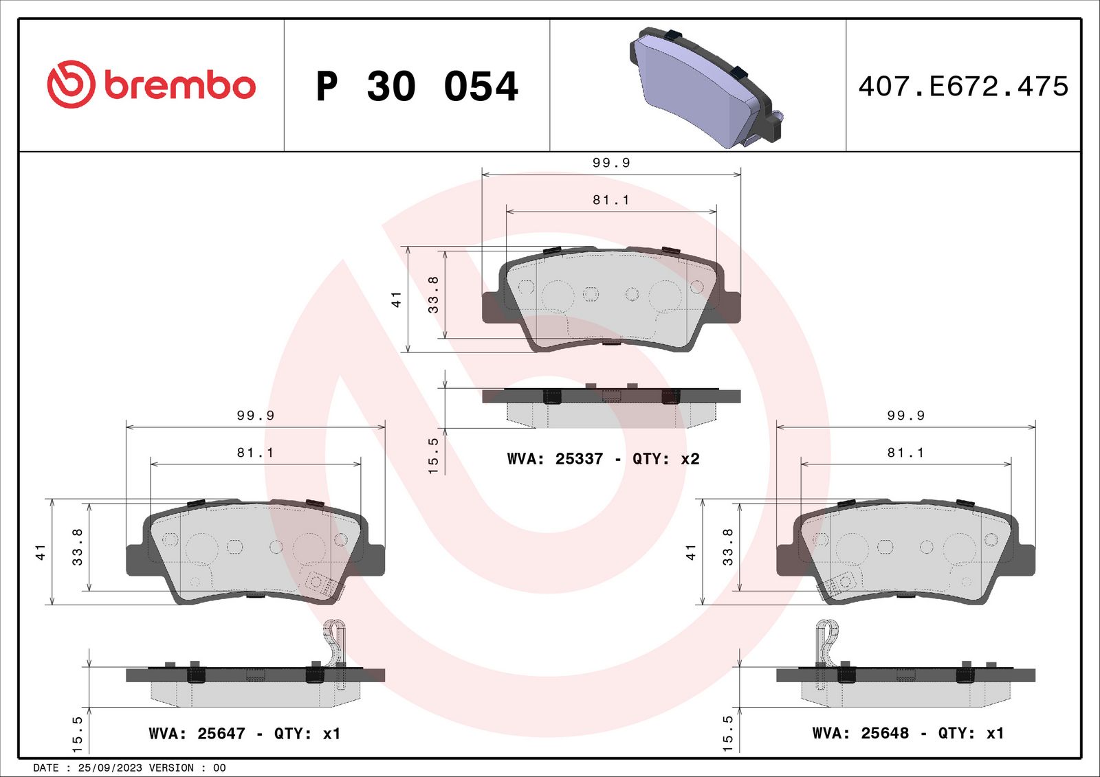 PRIME Low-Met Rear Disc Brake Pad Set - P30054_01