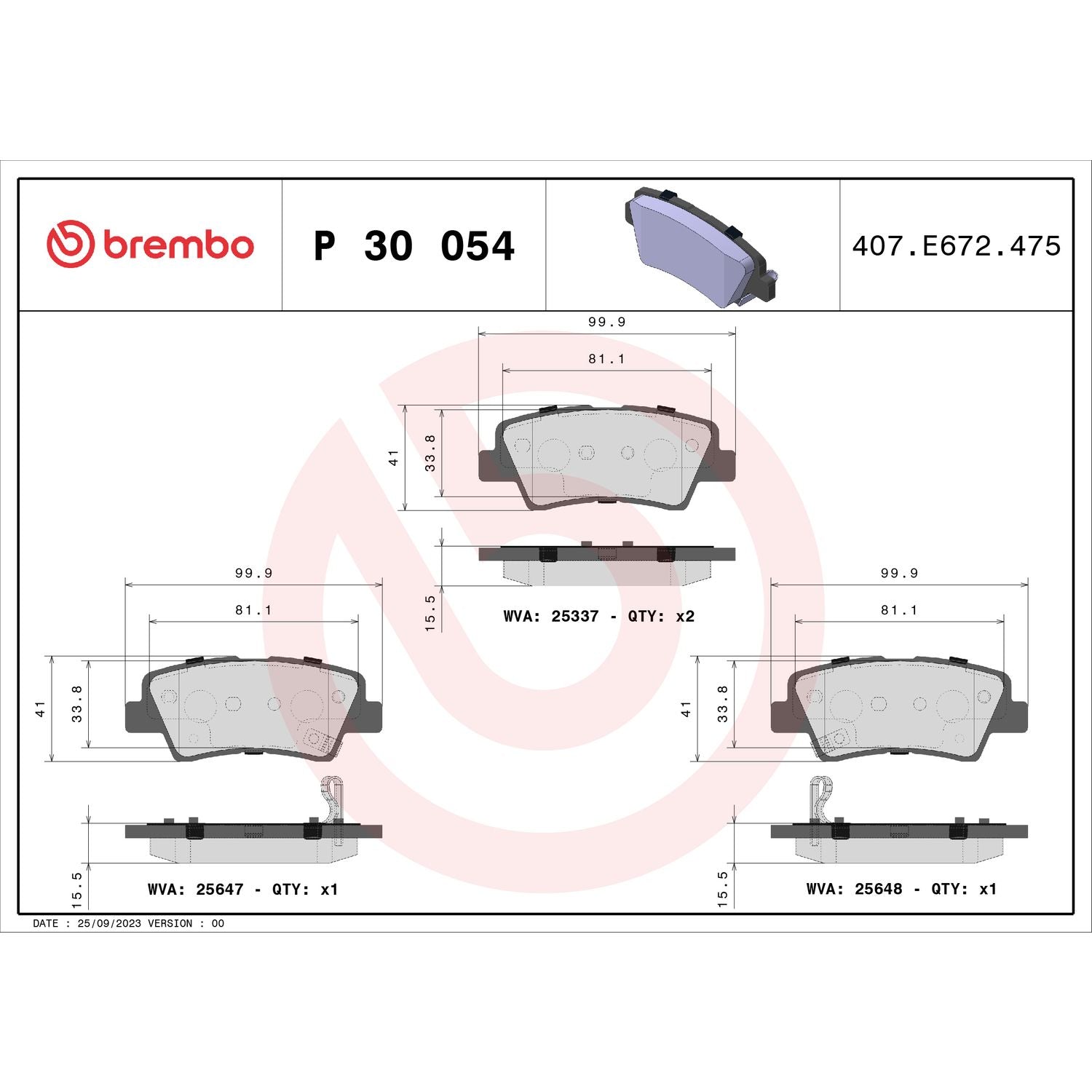 PRIME Low-Met Rear Disc Brake Pad Set - P30054_02