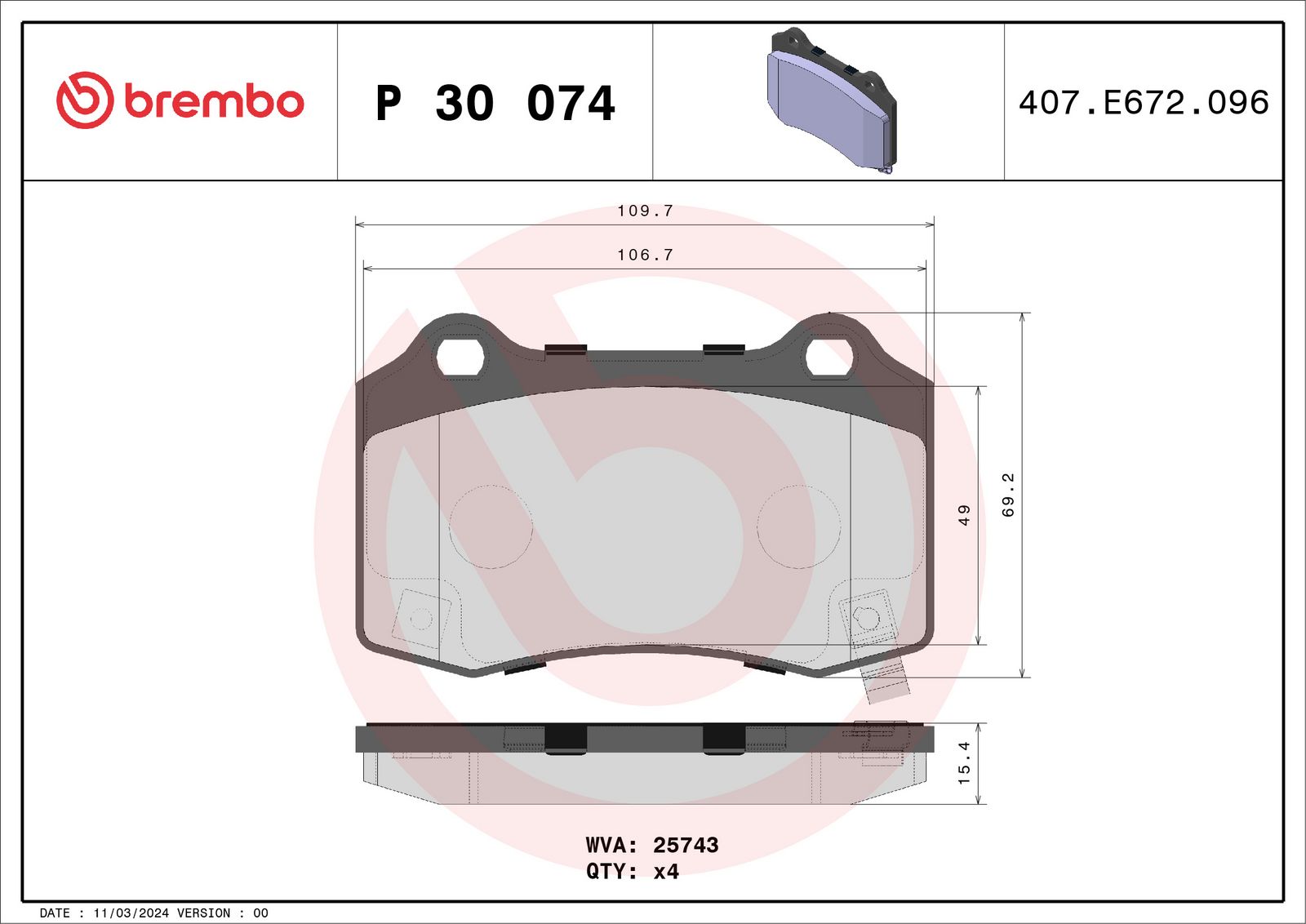 PRIME Low-Met Rear Disc Brake Pad Set - P30074_03