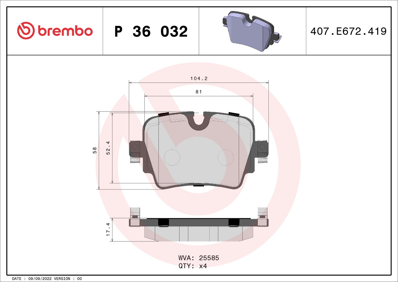 PRIME Low-Met Rear Disc Brake Pad Set - P36032_01