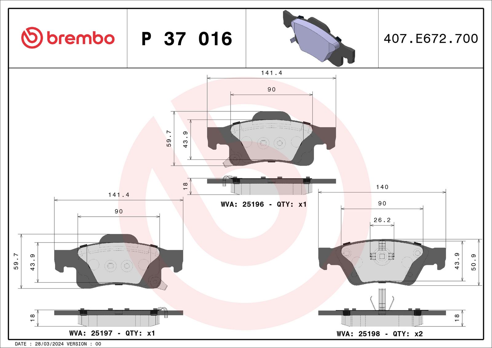 PRIME Low-Met Rear Disc Brake Pad Set - P37016_01